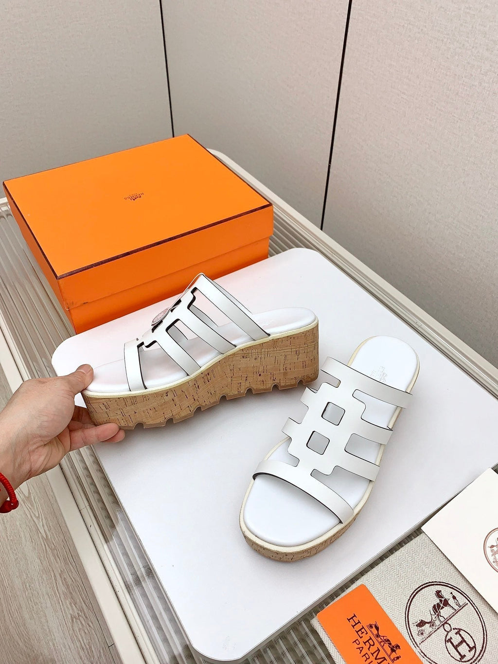 HERMES ISABELLA 30 SANDAL IN WHITE CALFSKIN