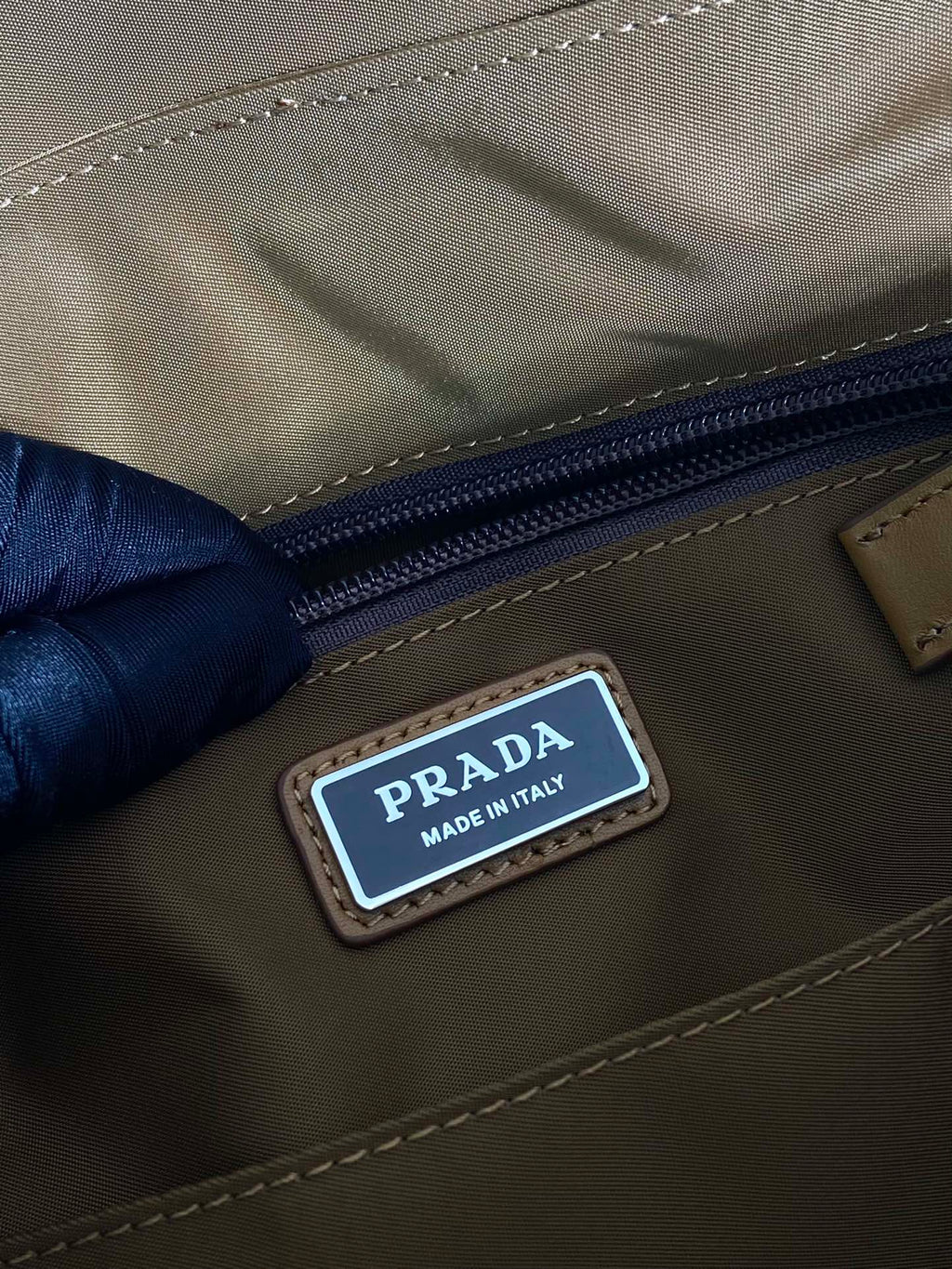 PRADA LARGE FLAP BAG 30 IN CIDER BROWN RE-NYLON AND CALFSKIN TRIM
