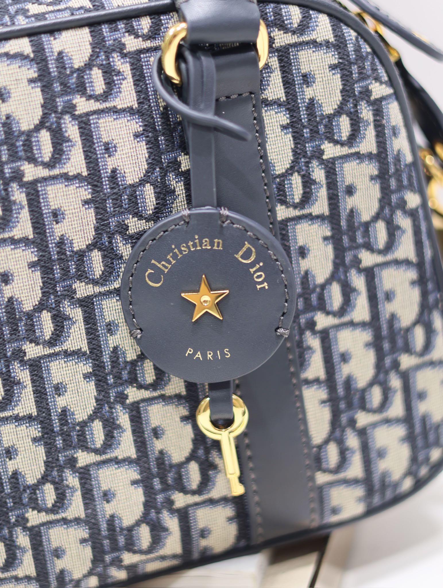 DIOR SMALL 25 D-VIBE BOWLING BAG IN BLUE MONOGRAM OBLIQUE JACQUARD