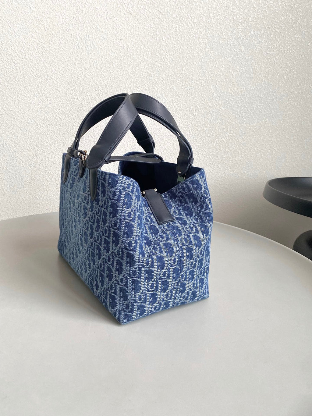 DIOR MEDIUM TOUJOURS 28 BLUE DENIM OBLIQUE JACQUARD