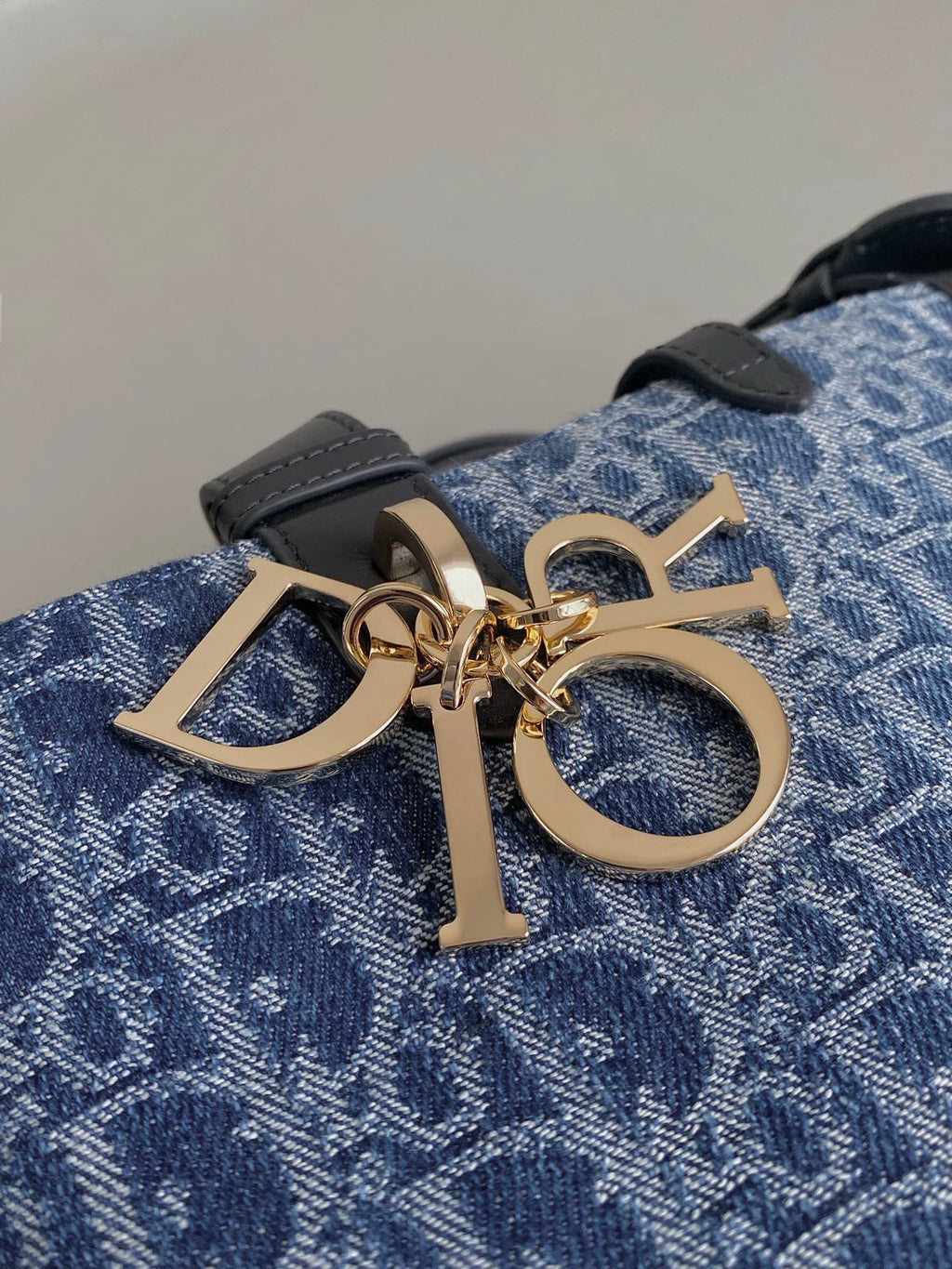 DIOR MEDIUM TOUJOURS 28 BLUE DENIM OBLIQUE JACQUARD