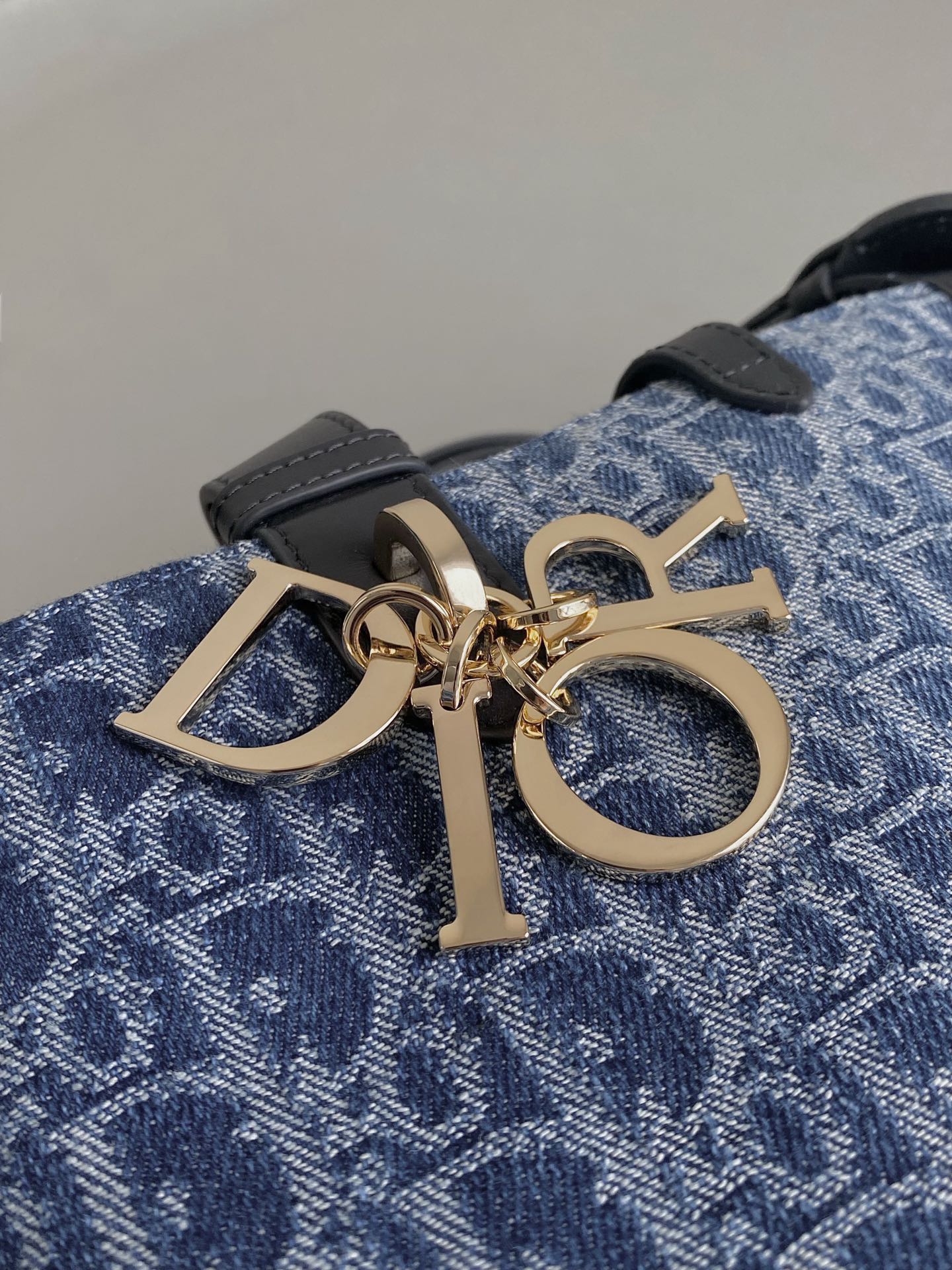 DIOR MEDIUM TOUJOURS 28 BLUE DENIM OBLIQUE JACQUARD