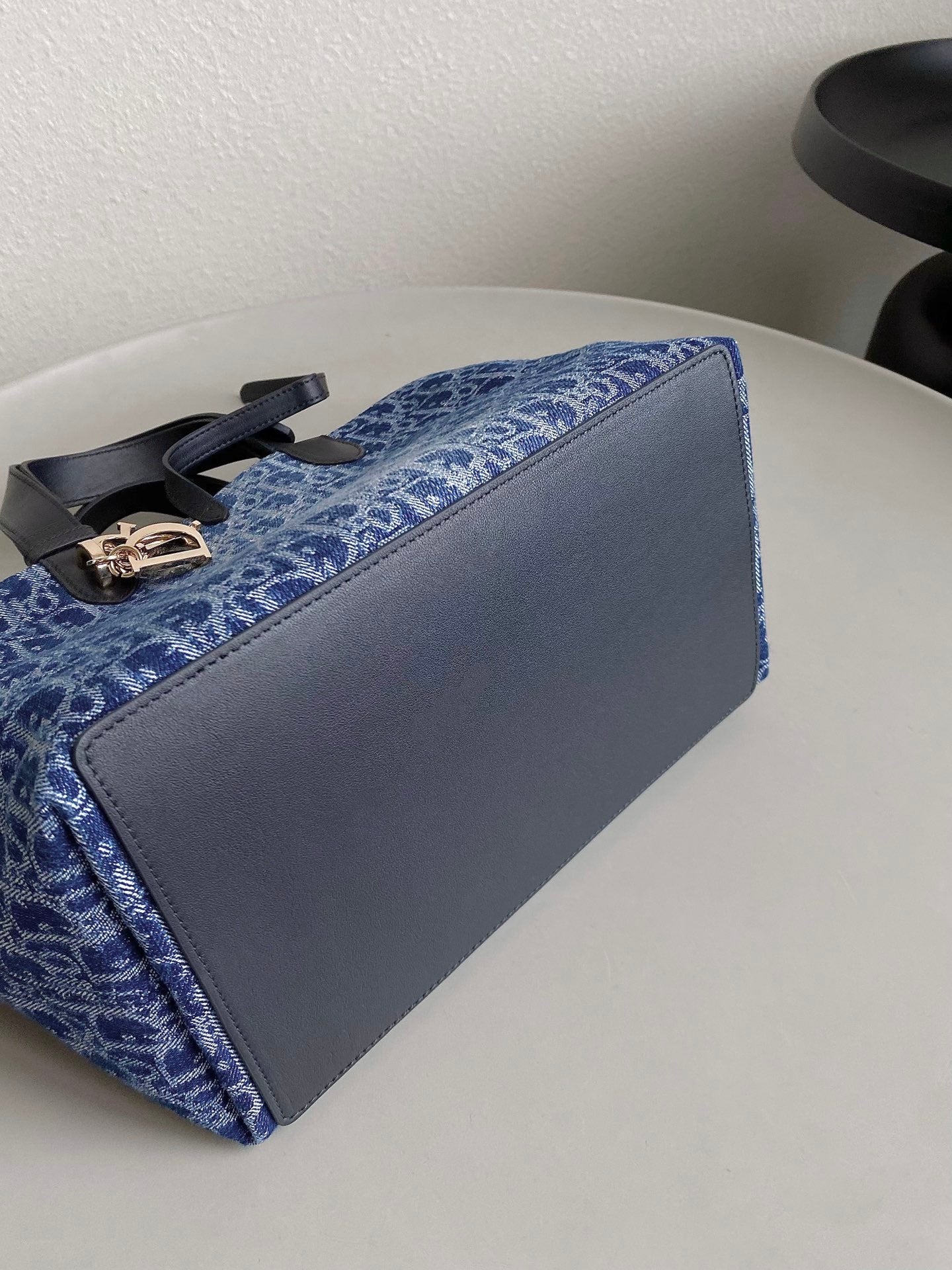 DIOR MEDIUM TOUJOURS 28 BLUE DENIM OBLIQUE JACQUARD
