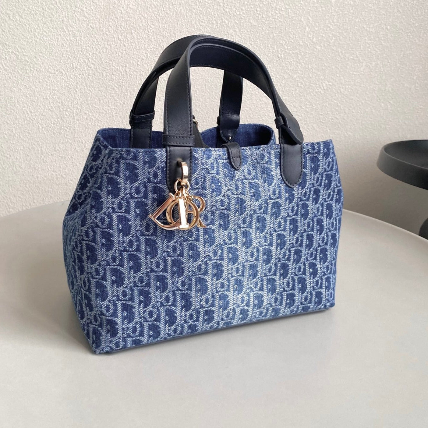 DIOR MEDIUM TOUJOURS 28 BLUE DENIM OBLIQUE JACQUARD