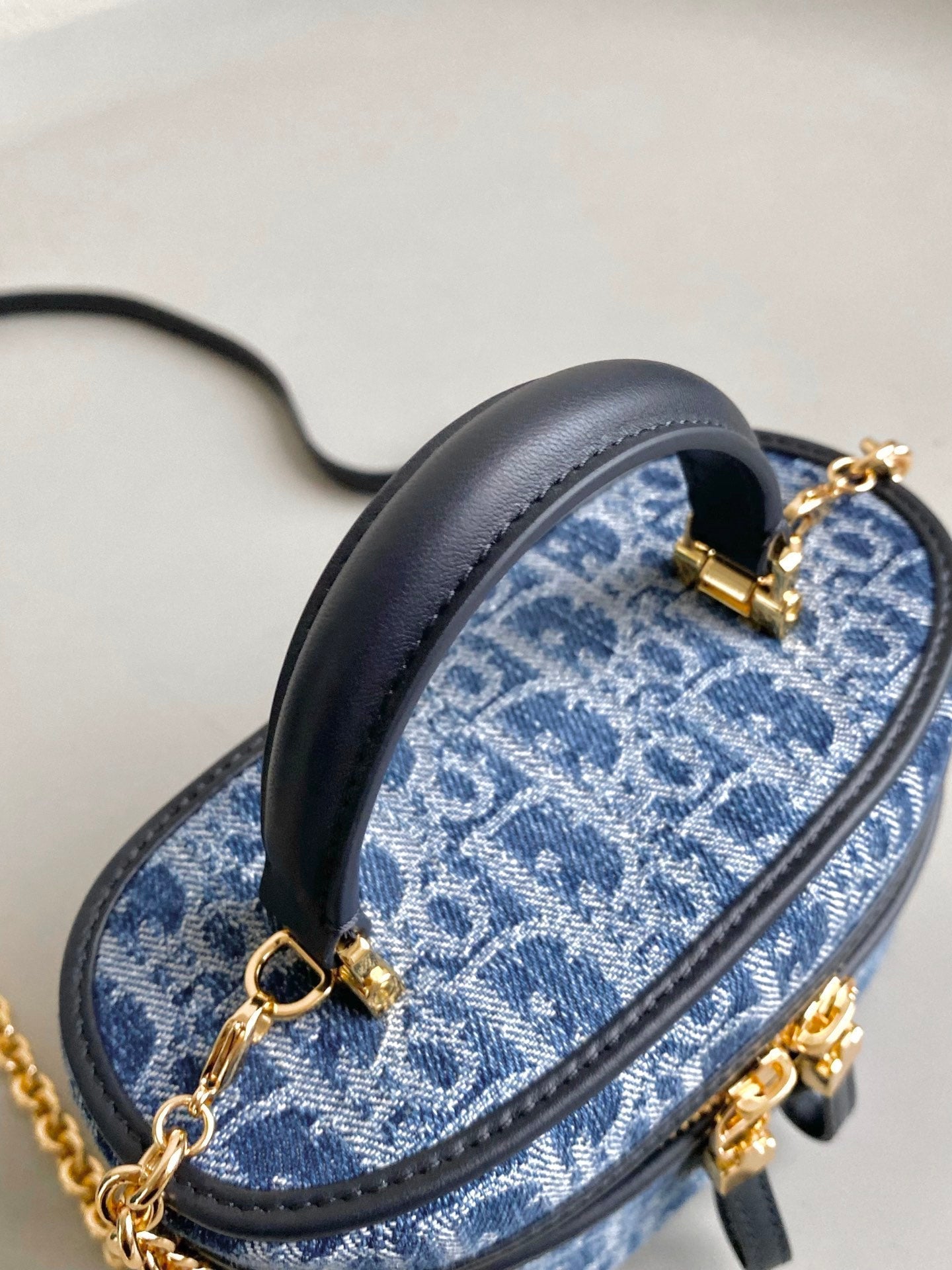DIOR MINI VANITY CASE 16 BLUE DENIM OBLIQUE JACQUARD