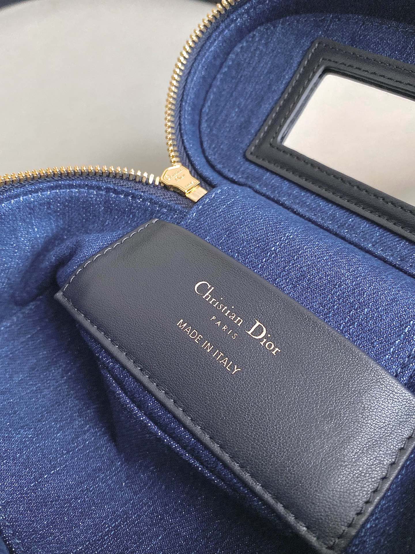 DIOR MINI VANITY CASE 16 BLUE DENIM OBLIQUE JACQUARD