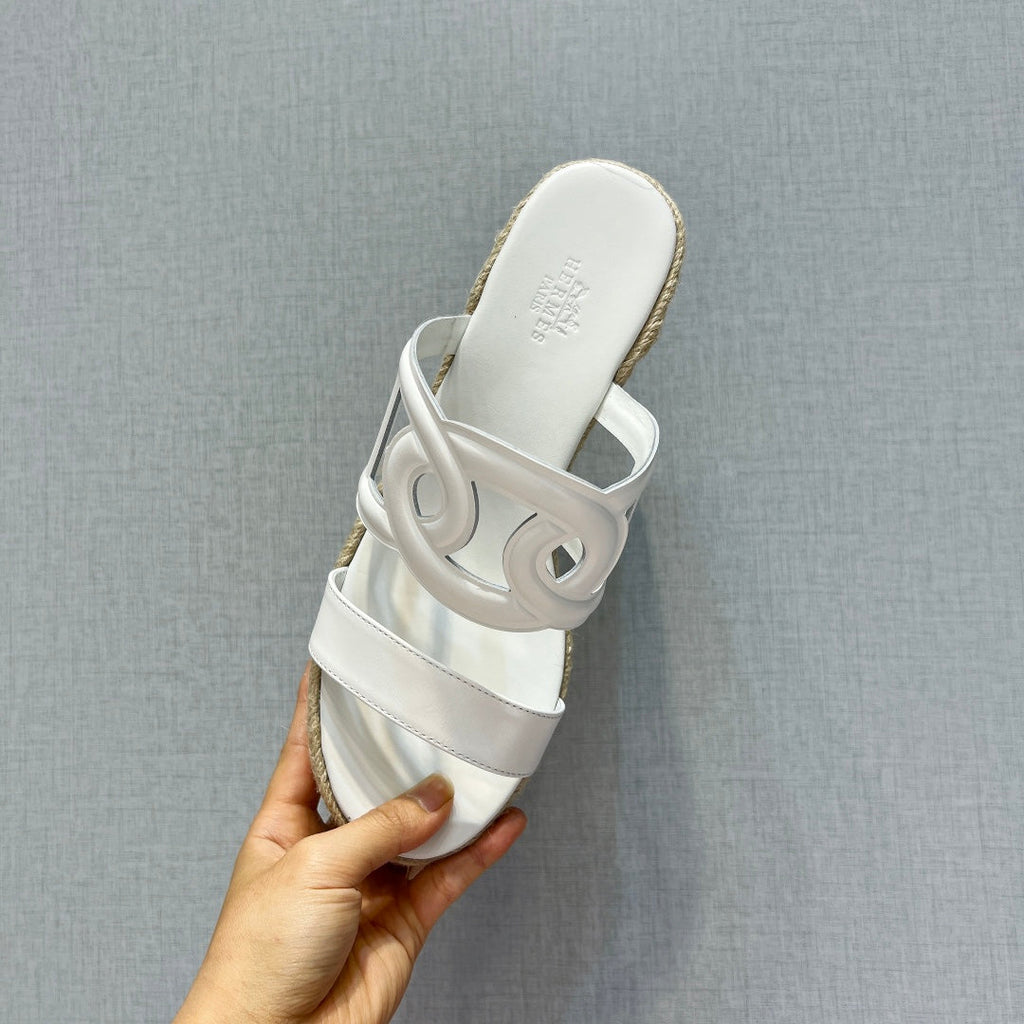 HERMES ITHEA 80 ESPADRILLE WHITE CALFSKIN