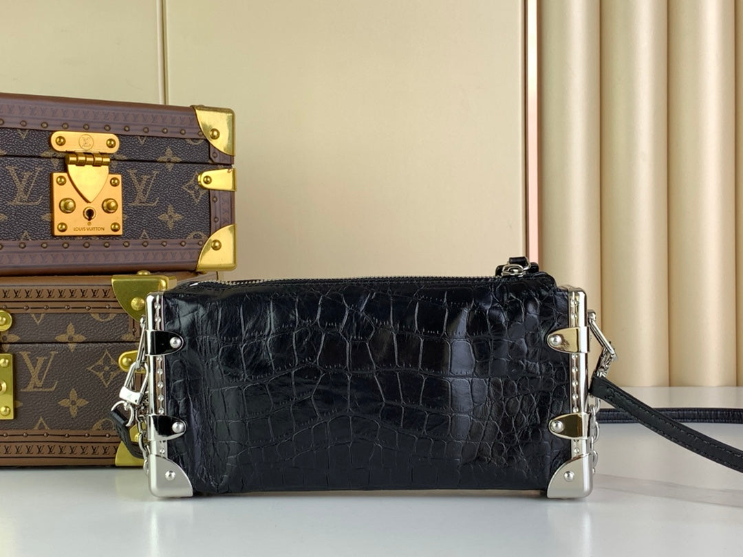LOUIS VUITTON SLIM TRUNK 23 IN BLACK CROCODILE PATTERN CALFSKIN SILVER HARDWARE