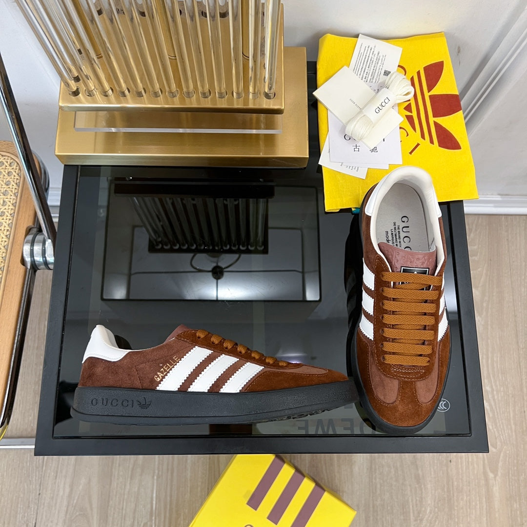 GUCCI & ADIDAS GAZELLE SNEAKER BROWN VELVET