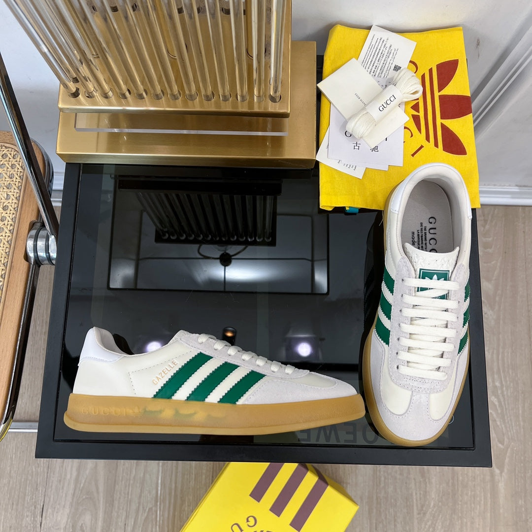 GUCCI & ADIDAS GAZELLE SNEAKER LIGHT GRAY VELVET