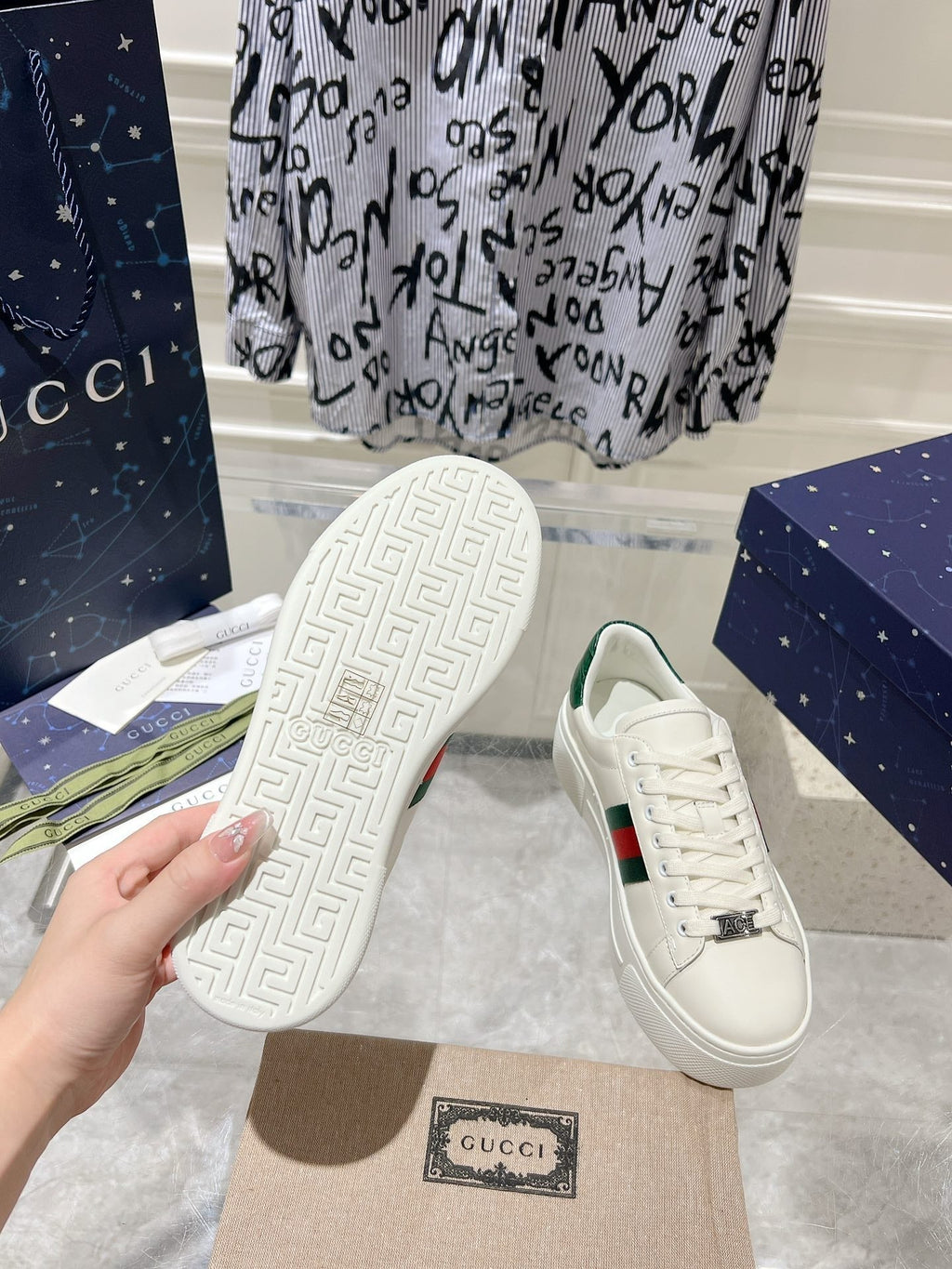GUCCI ACE 30 SUPREME TRAINER WHITE CALFSKIN