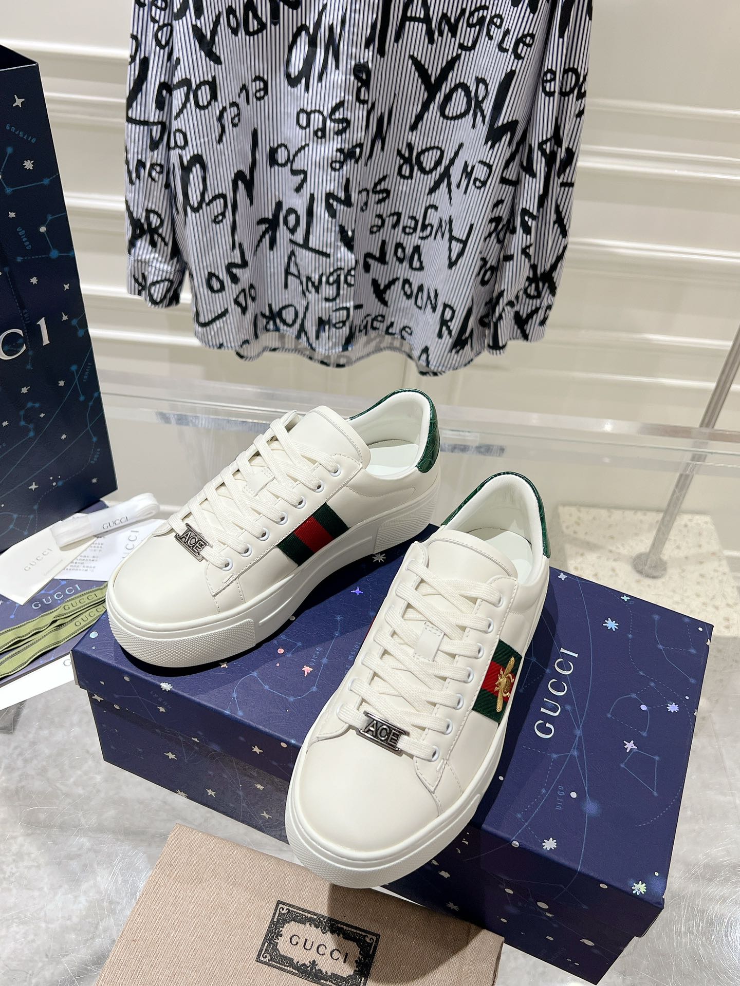 GUCCI ACE 30 SUPREME TRAINER WHITE CALFSKIN