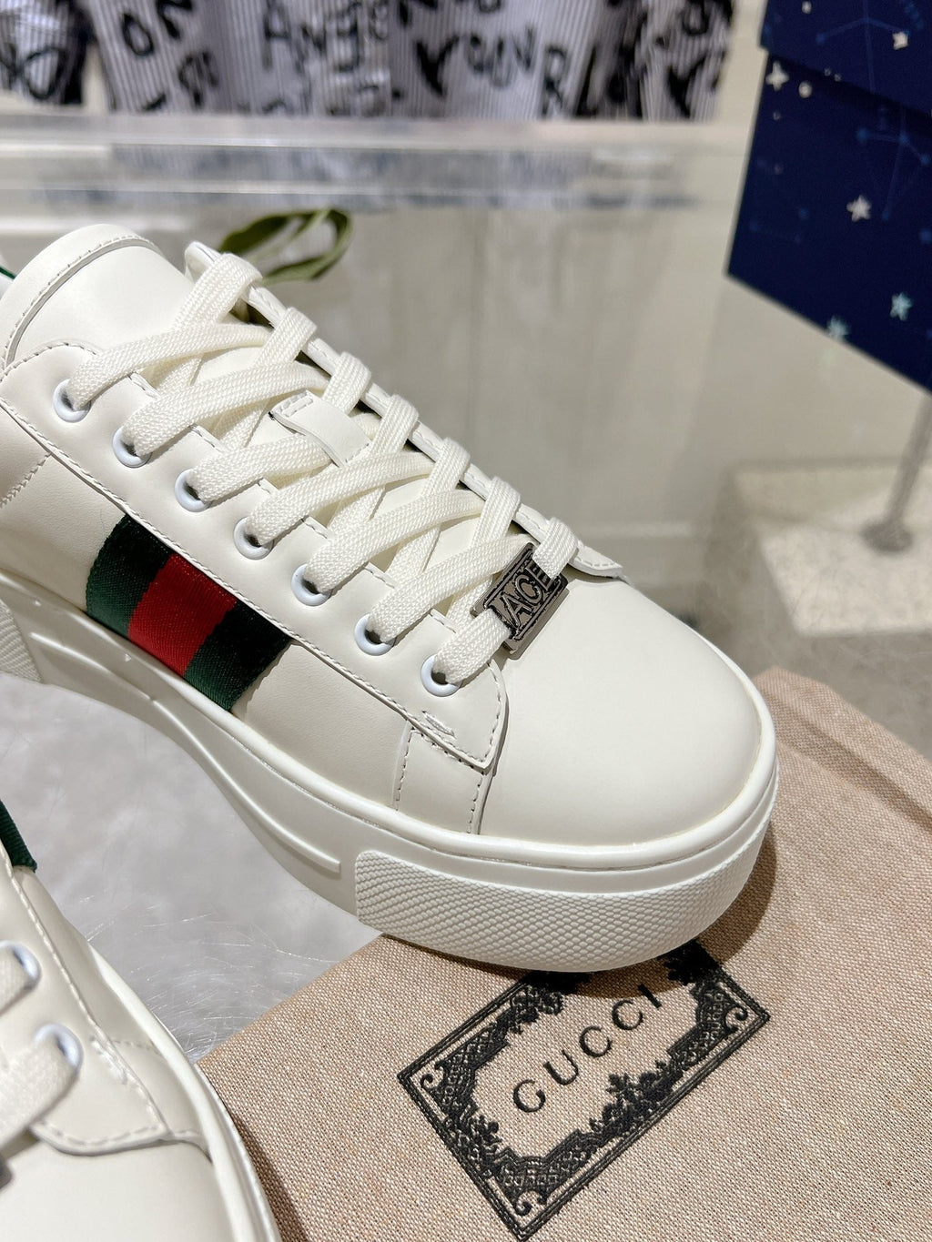 GUCCI ACE 30 SUPREME TRAINER WHITE CALFSKIN
