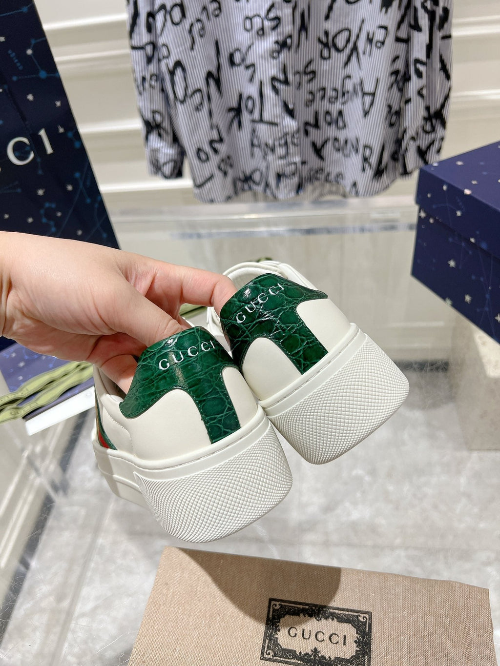 GUCCI ACE 30 SUPREME TRAINER WHITE CALFSKIN