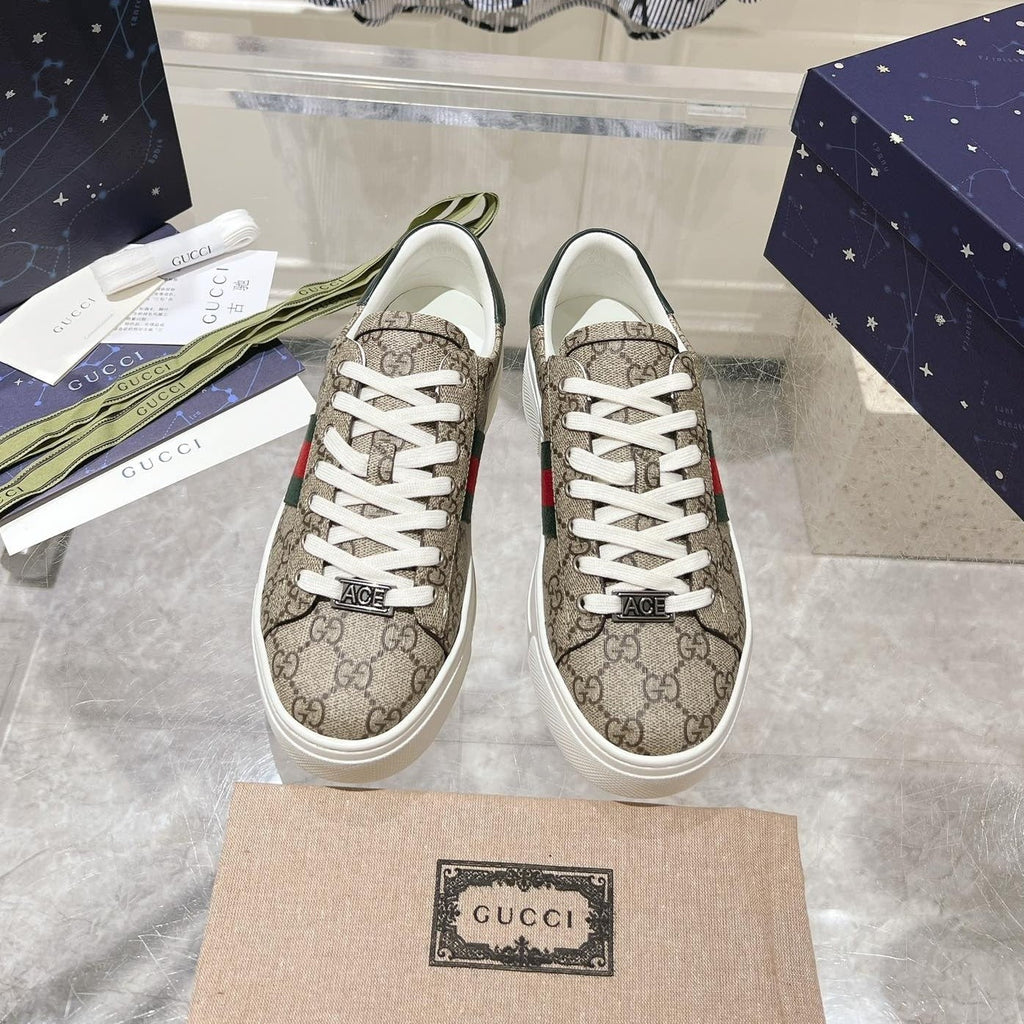 GUCCI ACE 30 SUPREME TRAINER LIGHT BROWN CALFSKIN