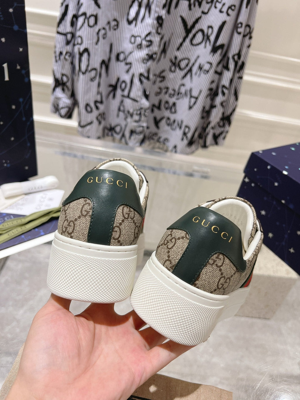 GUCCI ACE 30 SUPREME TRAINER LIGHT BROWN CALFSKIN