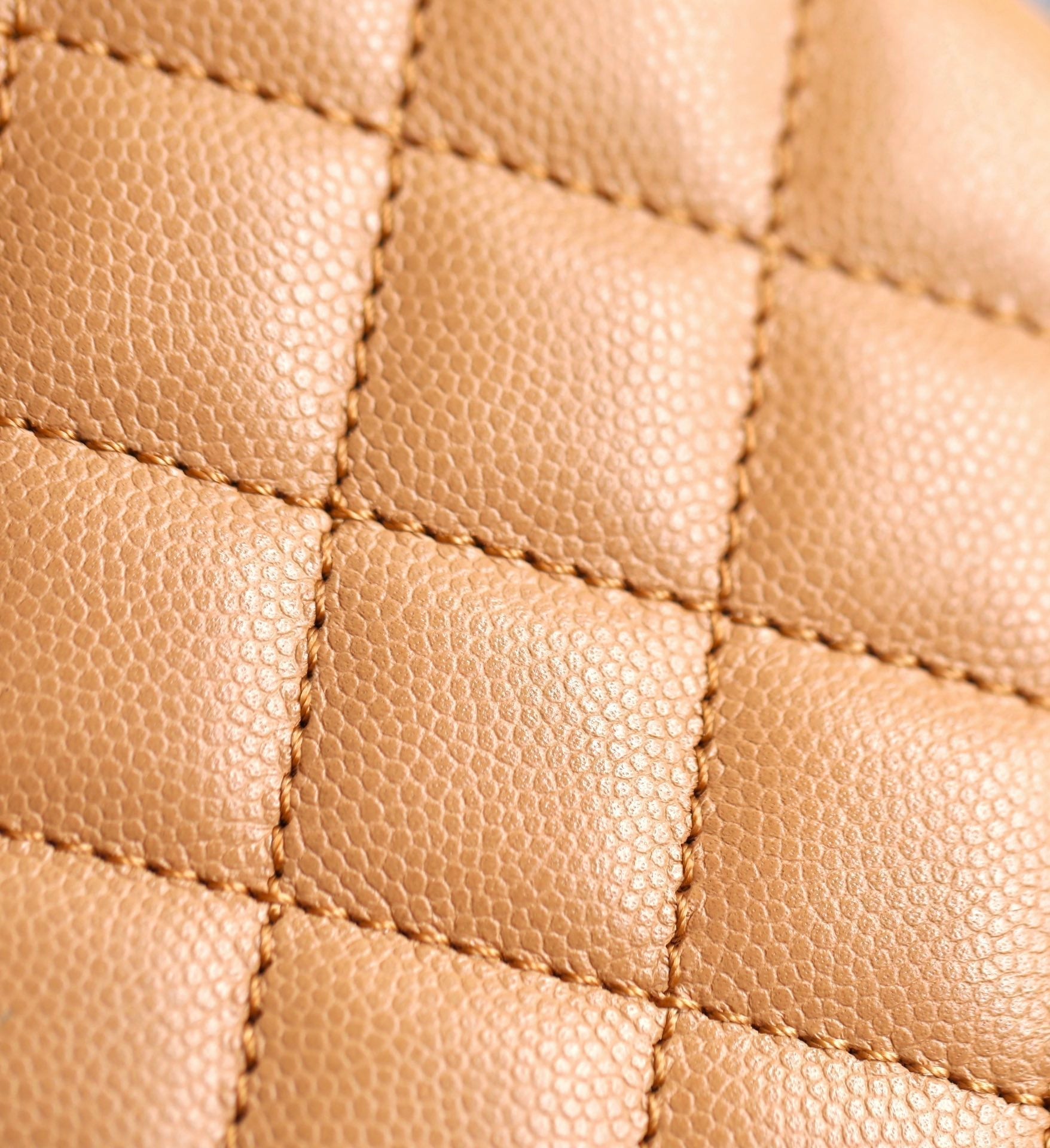 CHANEL 25S FLAP BAG 24 CM IN LIGHT BROWN LAMBSKIN WITH GOLD HARDWARE
