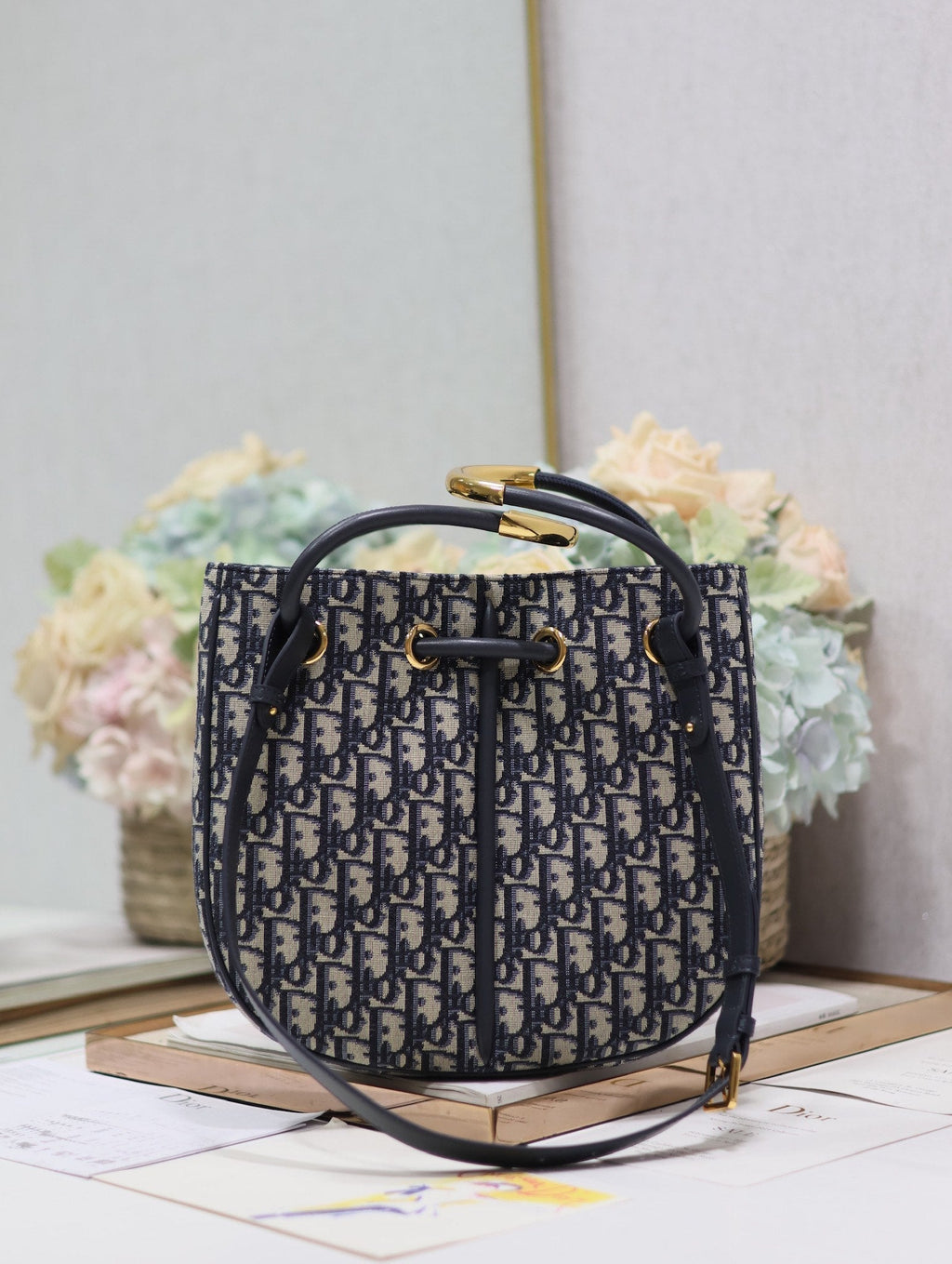 DIOR MINI 27 NOLITA BAG IN BLUE MONOGRAM OBLIQUE JACQUARD