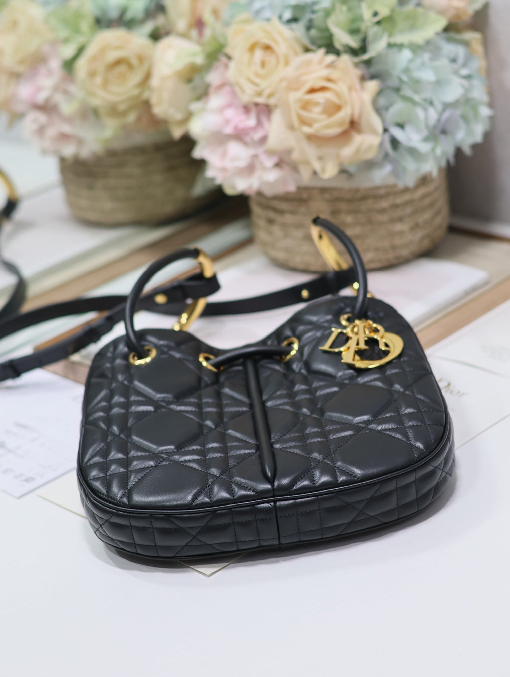 DIOR MINI 27 NOLITA BAG IN BLACK MACROCANNAGE CALFSKIN
