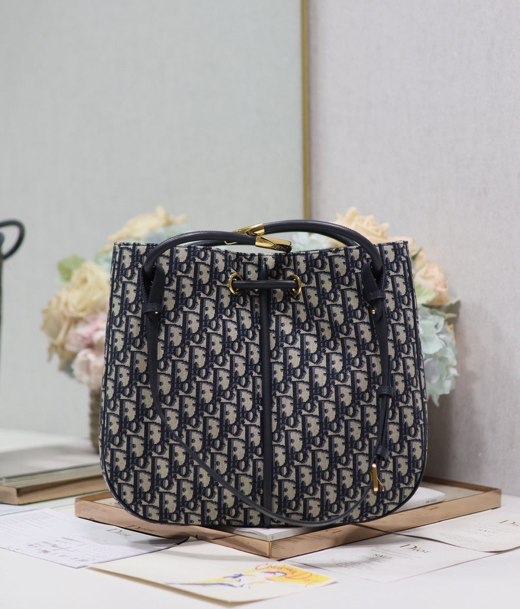 DIOR MEDIUM 34 NOLITA BAG IN BLUE MONOGRAM OBLIQUE JACQUARD