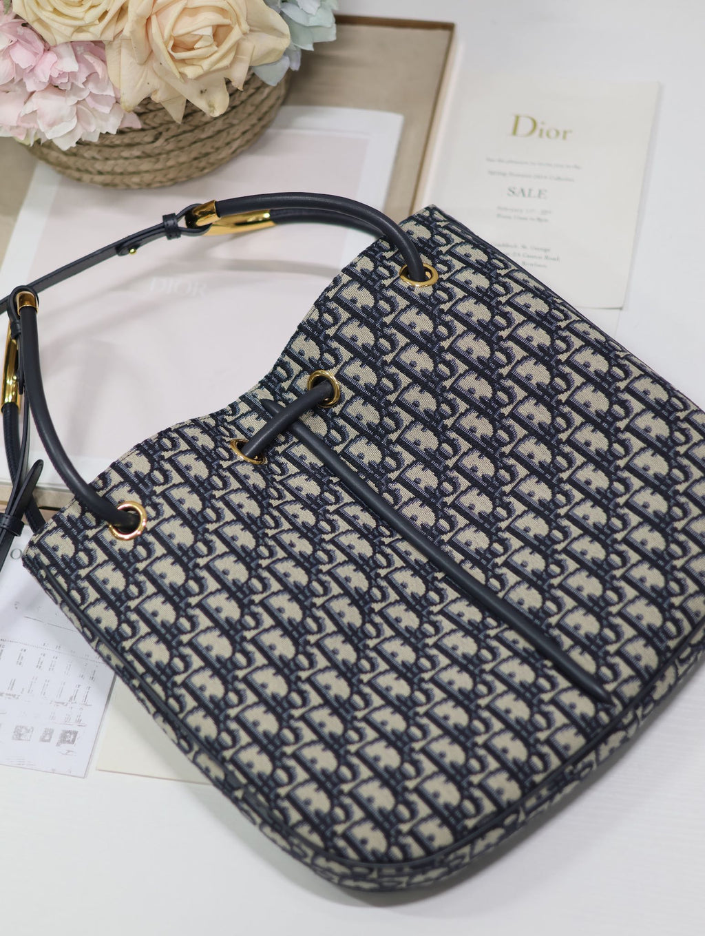 DIOR MEDIUM 34 NOLITA BAG IN BLUE MONOGRAM OBLIQUE JACQUARD
