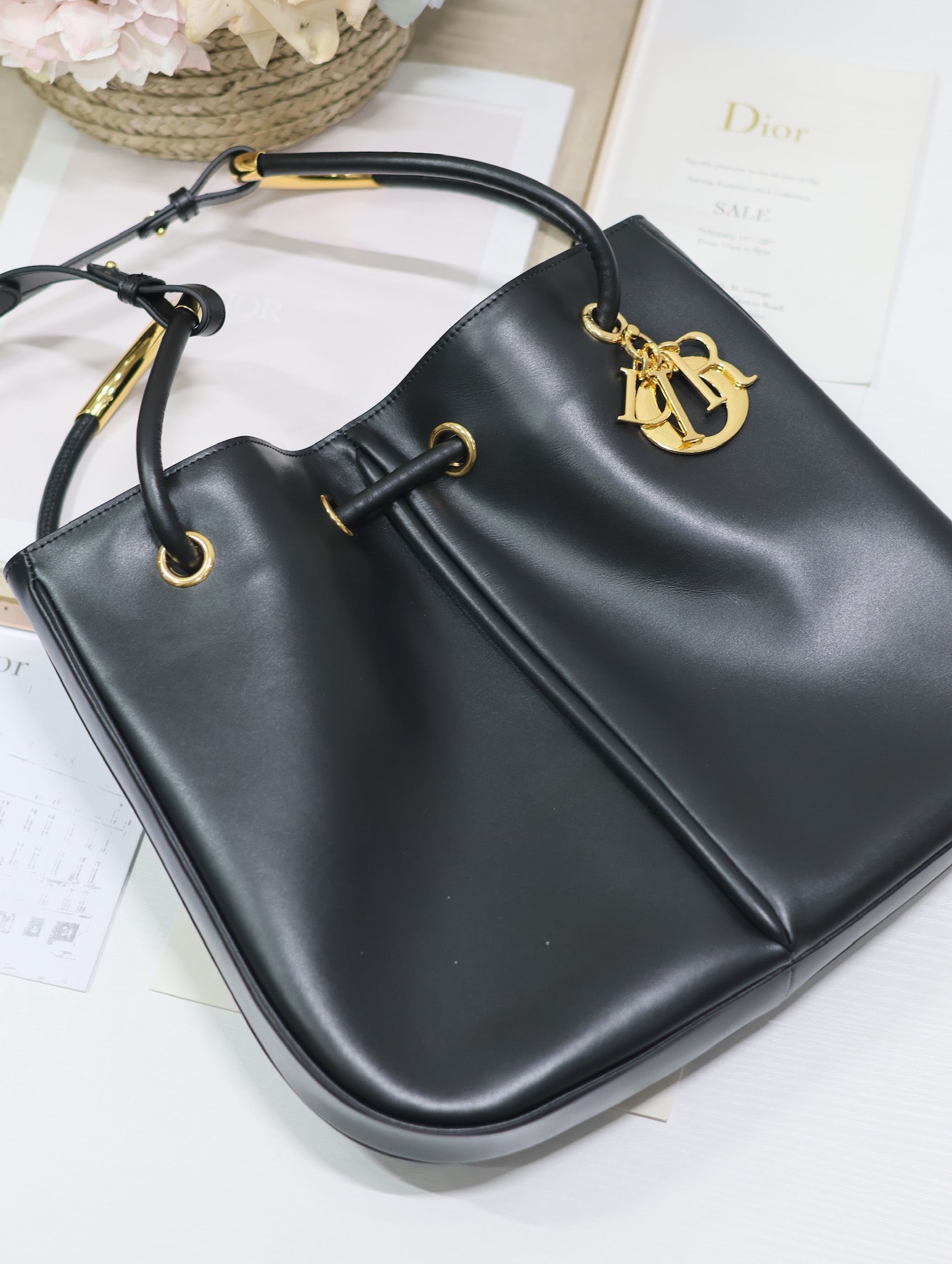 DIOR MEDIUM 34 NOLITA BAG IN BLACK SMOOTH CALFSKIN