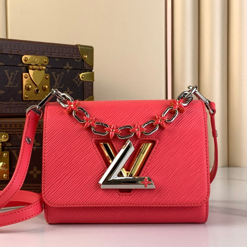 LOUIS VUITTON TWIST PM 19 IN RED EPI LEATHER GOLD AND SILVER HARDWARE