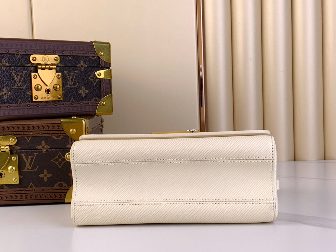 LOUIS VUITTON TWIST MM 23 IN QUARTZ WHITE EPI LEATHER GOLD HARDWARE