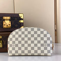 LOUIS VUITTON COSMETIC POUCH 22 IN WHITE GRAY DAMIER AZUR CANVAS
