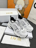DIOR CD CHRONO SNEAKERS IN WHITE AND BLACK MESH