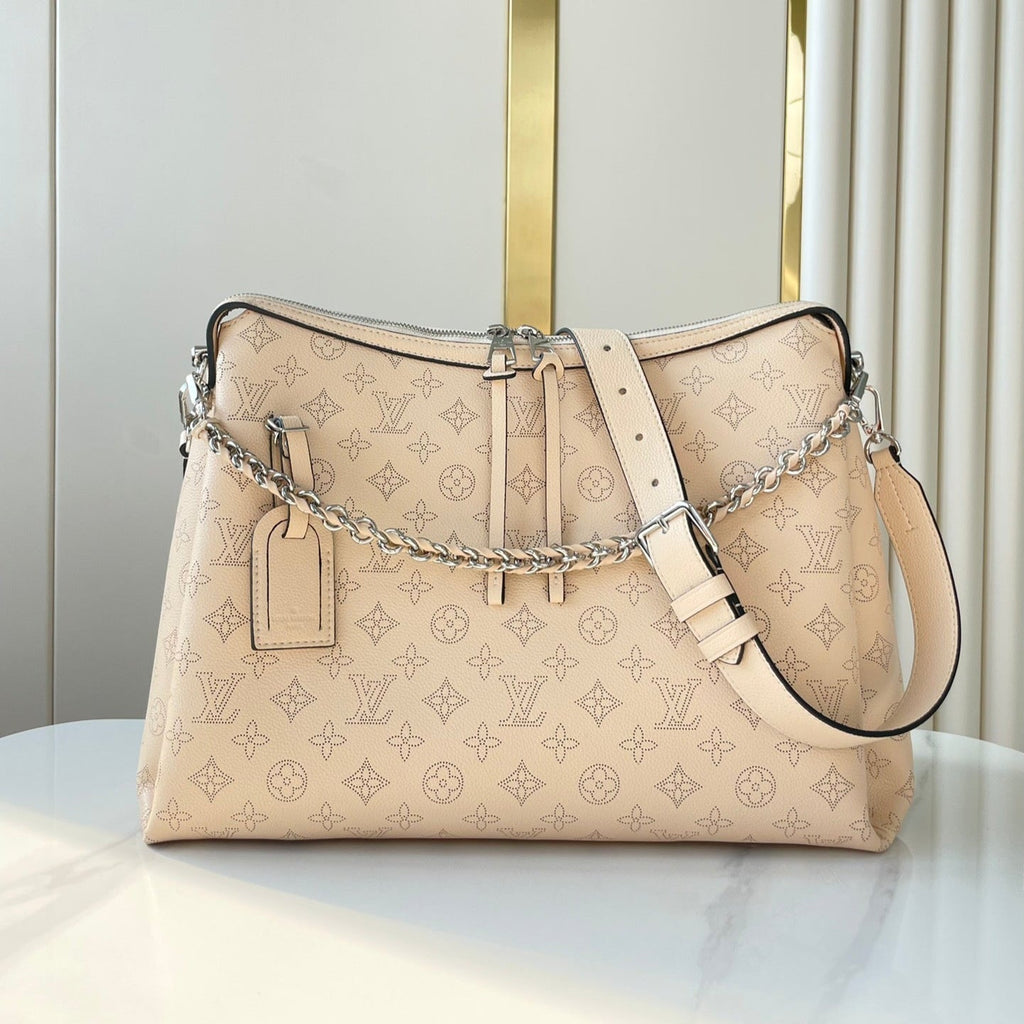 LOUIS VUITTON HAND IT ALL MM 32 IN CREAM MONOGRAM PERFORATE CALFSKIN SILVER HARDWARE