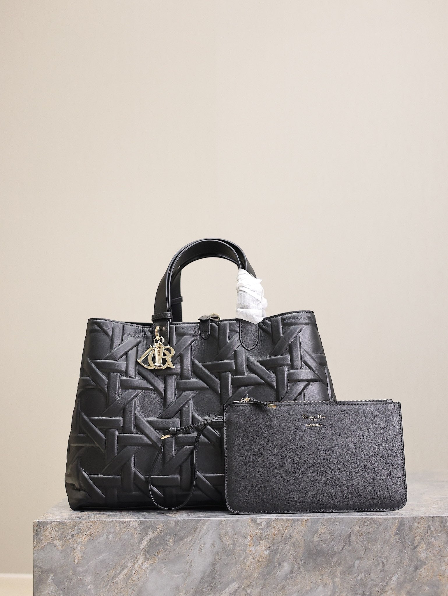 DIOR MEDIUM 37 TOUJOURS BAG IN BLACK CANNAGE GRAPHIC LAMBSKIN