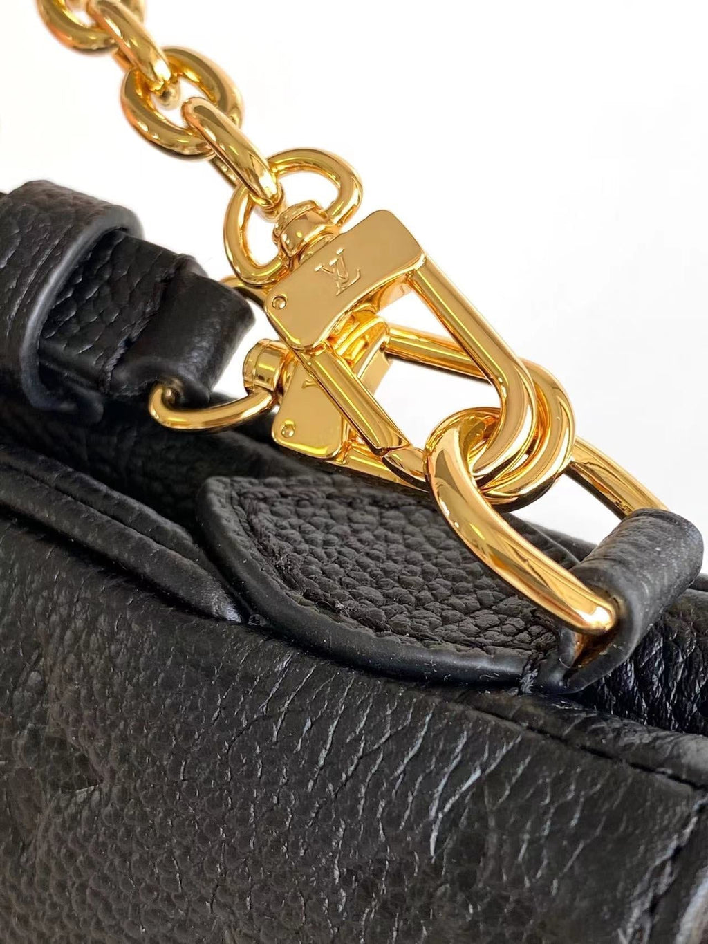 LOUIS VUITTON LIV POCHETTE 24 IN BLACK MONOGRAM EMPREINTE LEATHER GOLD HARDWARE