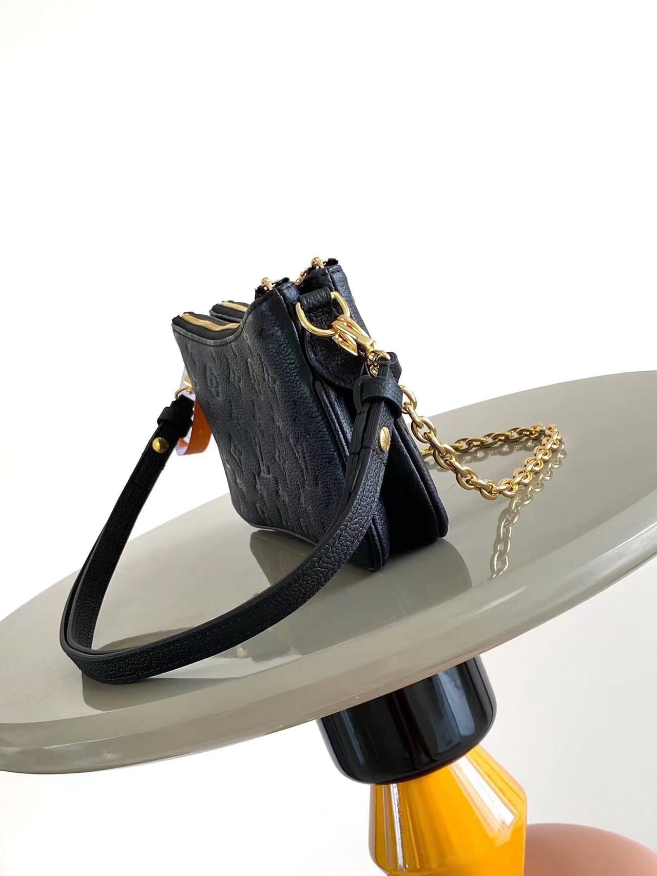 LOUIS VUITTON LIV POCHETTE 24 IN BLACK MONOGRAM EMPREINTE LEATHER GOLD HARDWARE