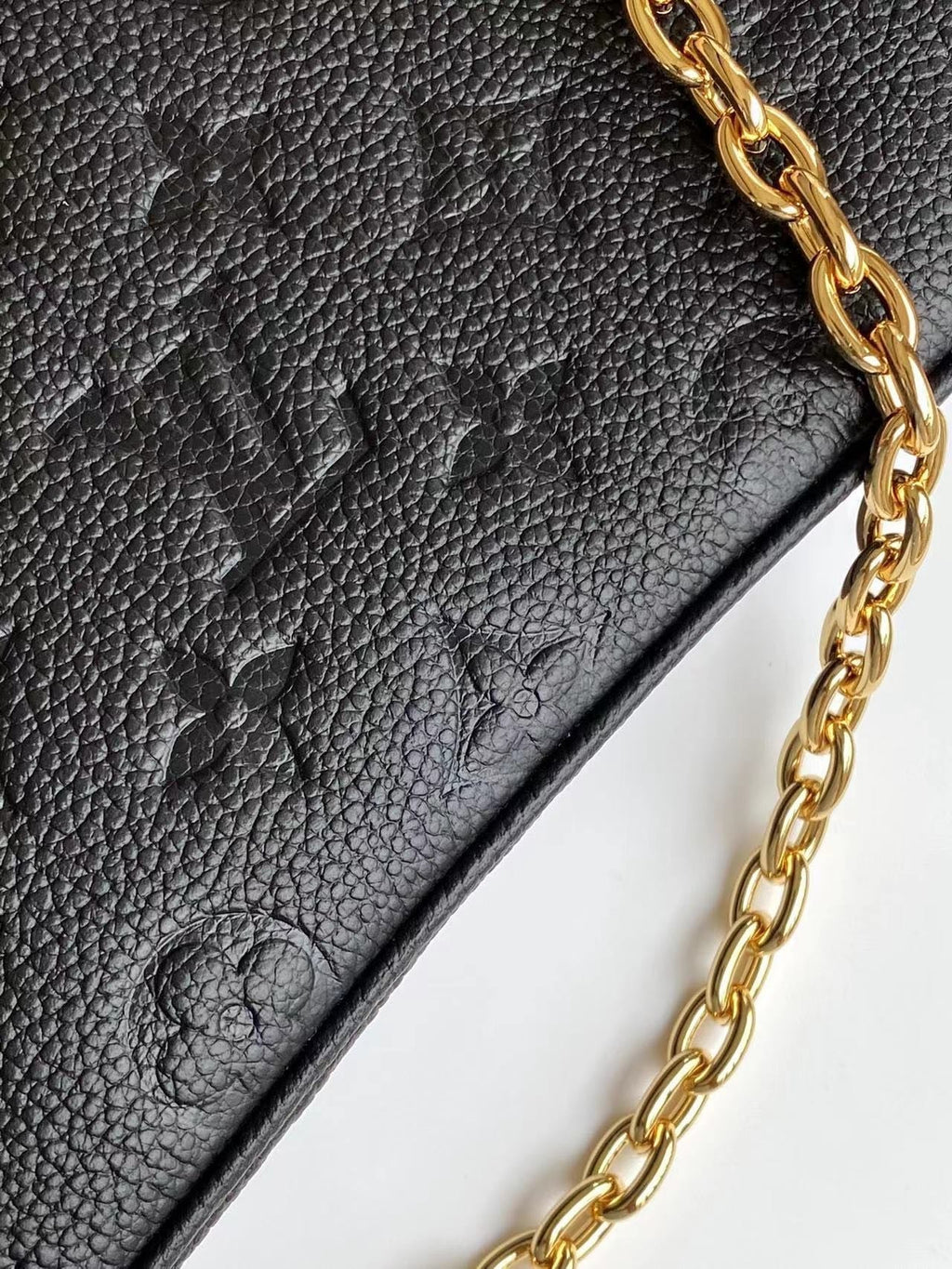 LOUIS VUITTON LIV POCHETTE 24 IN BLACK MONOGRAM EMPREINTE LEATHER GOLD HARDWARE
