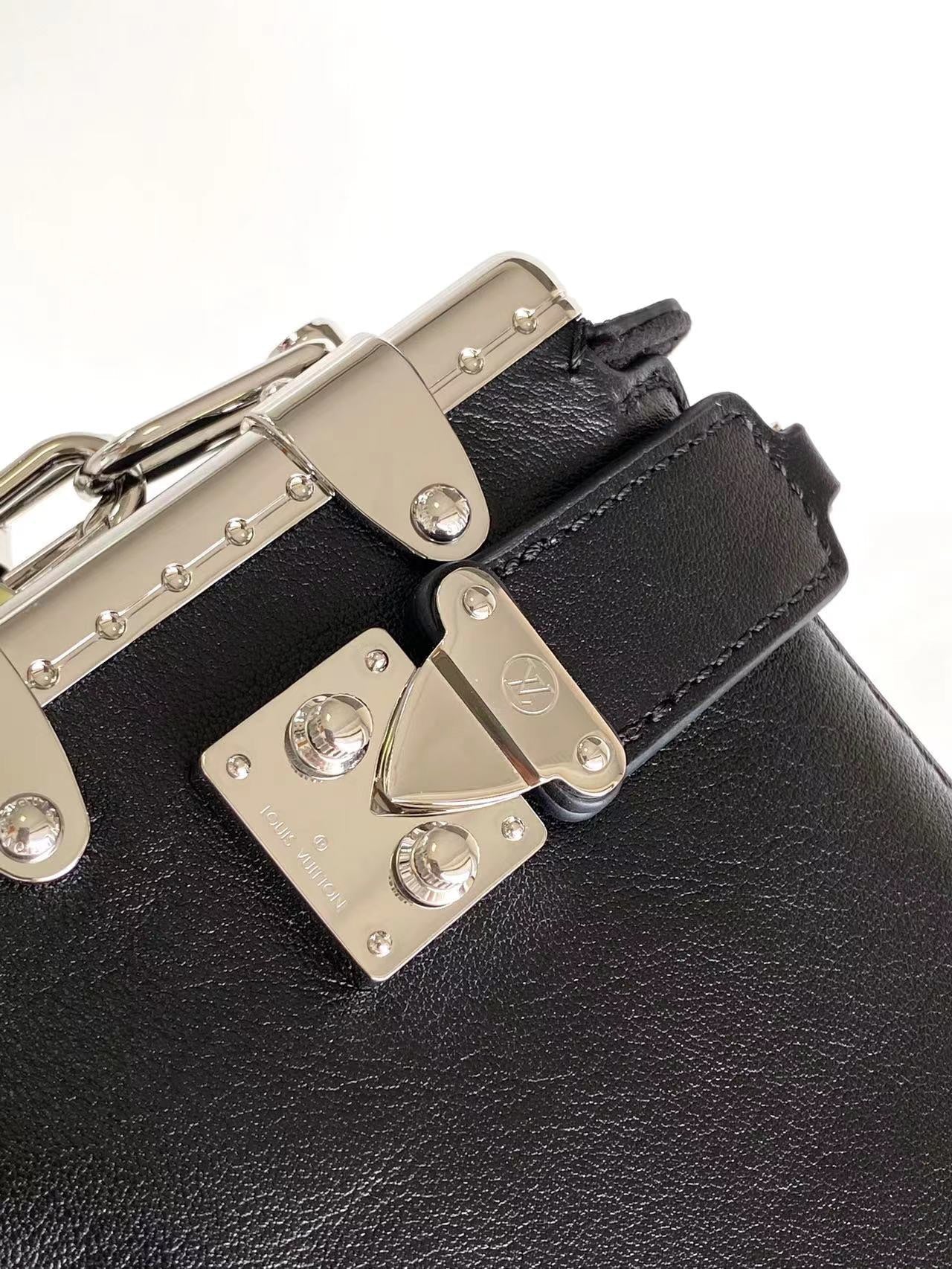 LOUIS VUITTON SLIM TRUNK 23 IN BLACK CALFSKIN SILVER HARDWARE