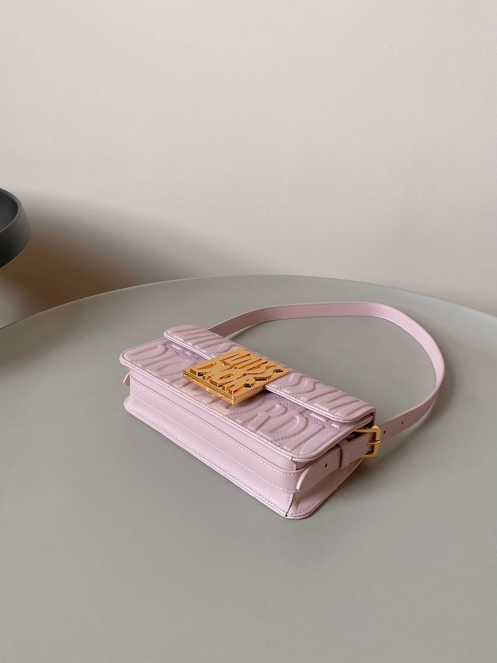 DIOR MEDIUM FLAP BAG 22 IN BABY PINK QUILTED ALLOVER CALFSKIN