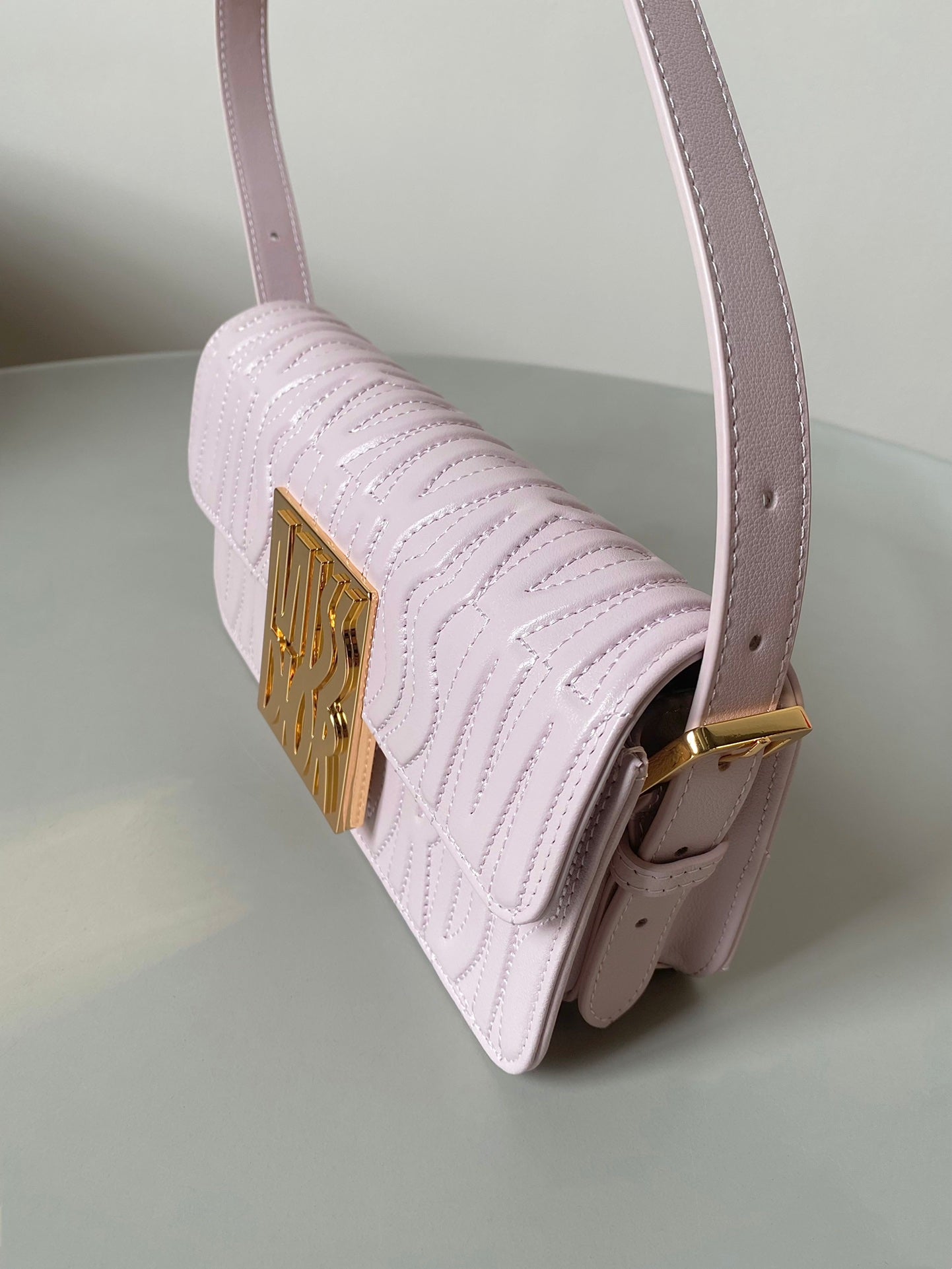 DIOR MEDIUM FLAP BAG 22 IN BABY PINK QUILTED ALLOVER CALFSKIN