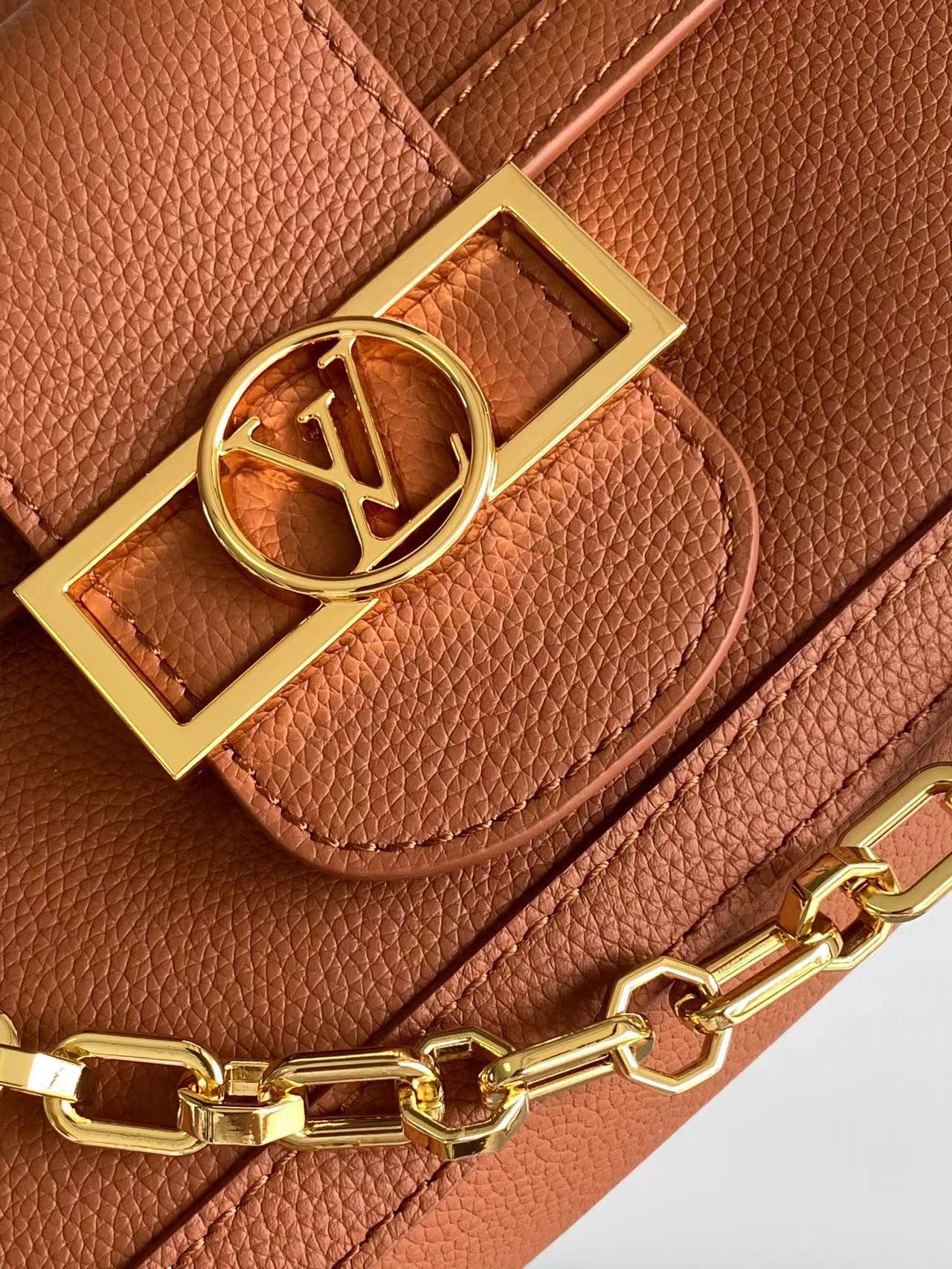 LOUIS VUITTON DAUPHINE SOFT MM 24 IN COGNAC CALFSKIN GOLD HARDWARE