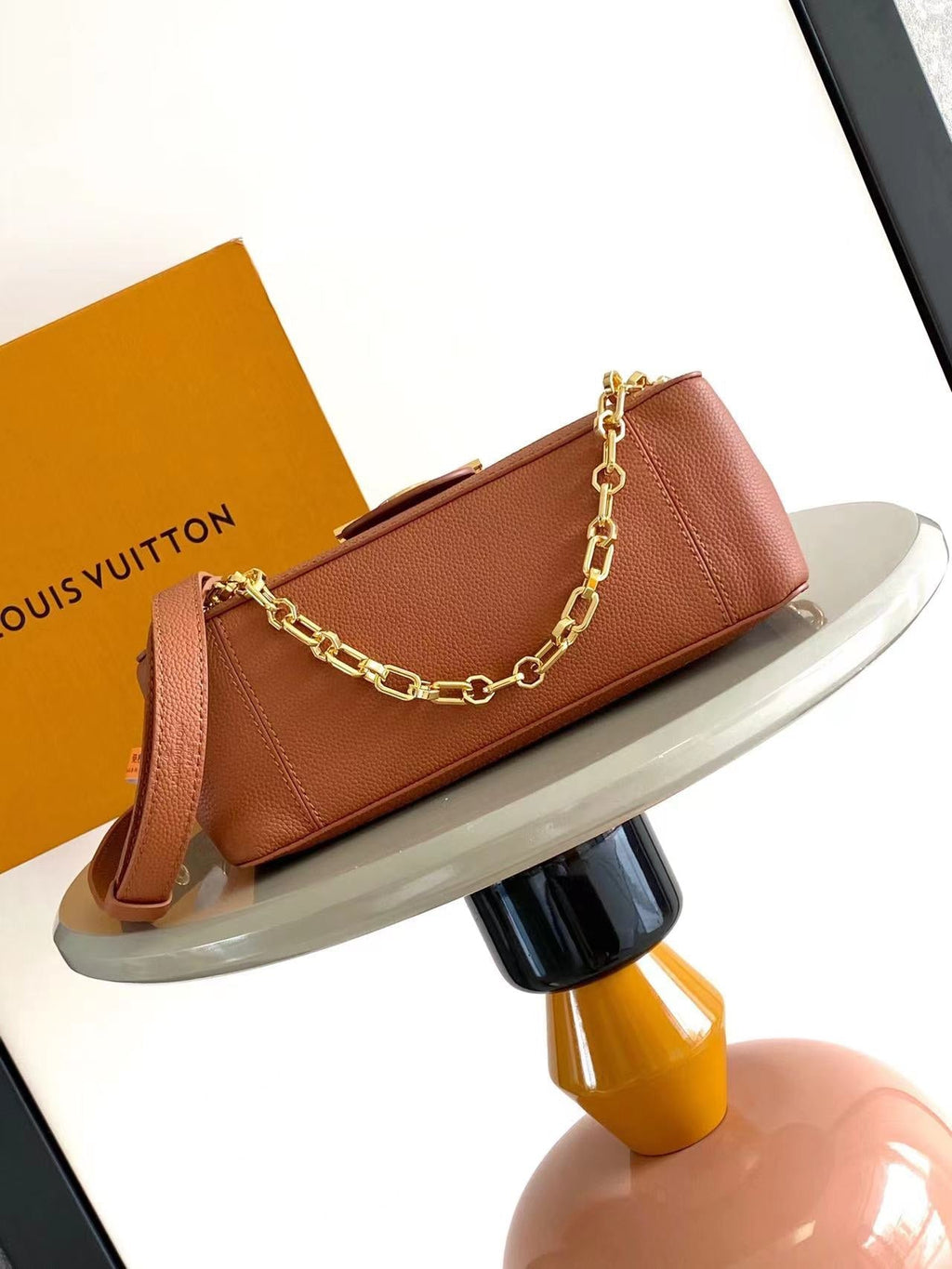 LOUIS VUITTON DAUPHINE SOFT MM 24 IN COGNAC CALFSKIN GOLD HARDWARE