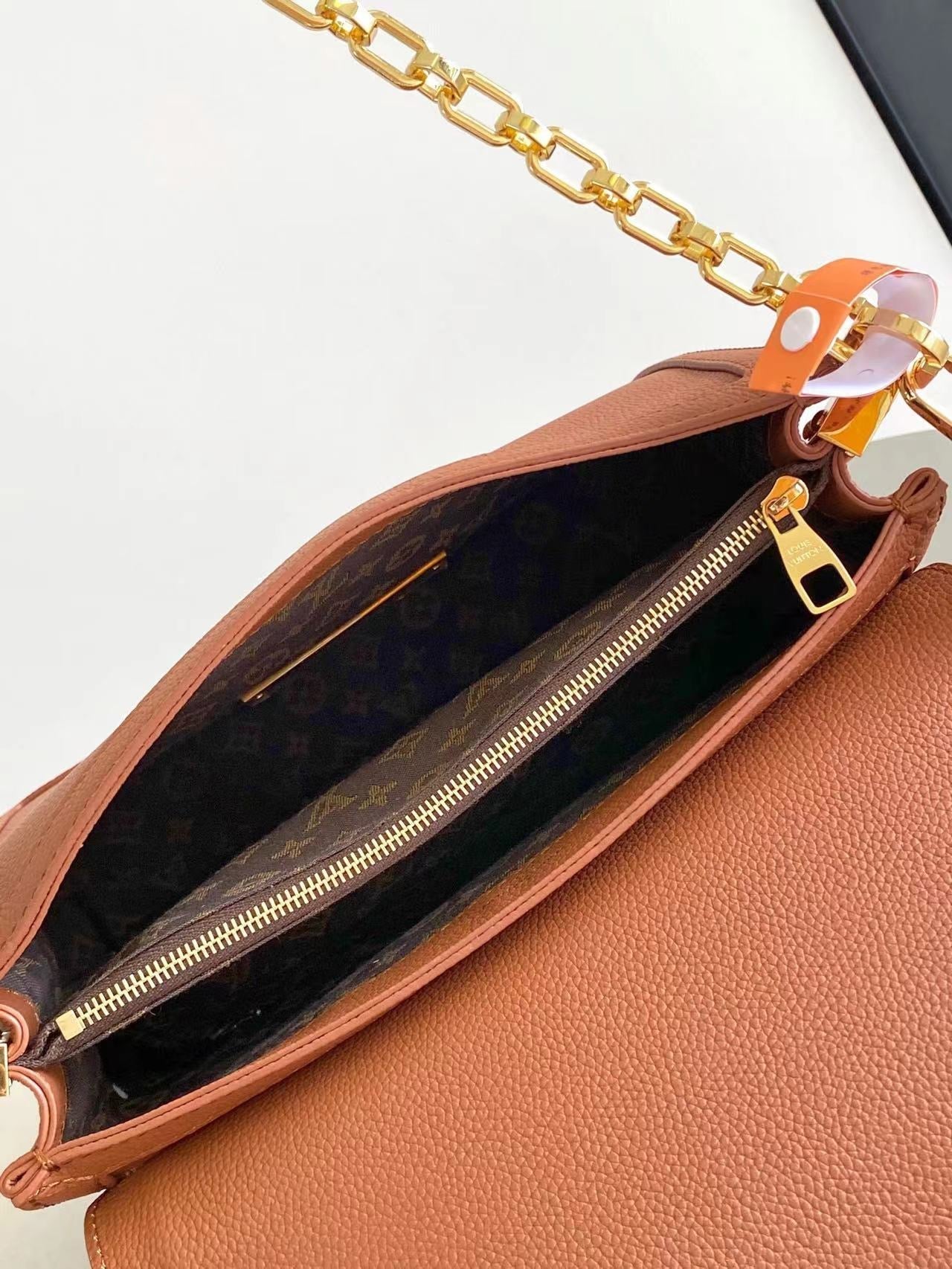 LOUIS VUITTON DAUPHINE SOFT MM 24 IN COGNAC CALFSKIN GOLD HARDWARE