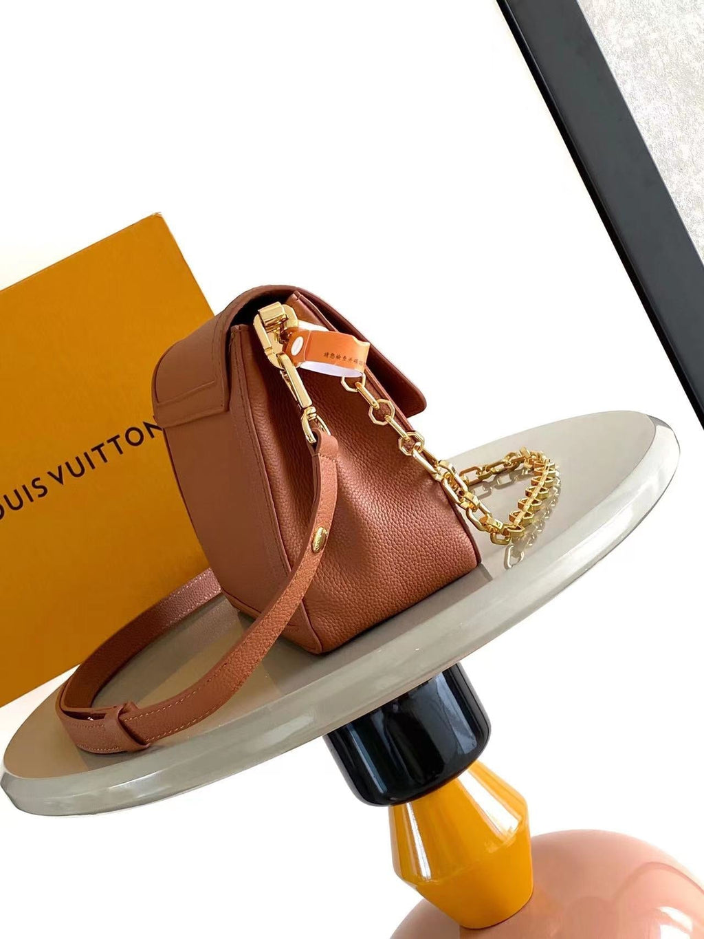 LOUIS VUITTON DAUPHINE SOFT MM 24 IN COGNAC CALFSKIN GOLD HARDWARE