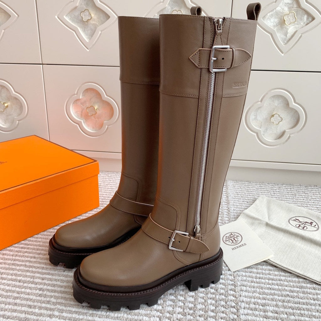 HERMES JAIME BOOT IN CEDAR BROWN CALFSKIN