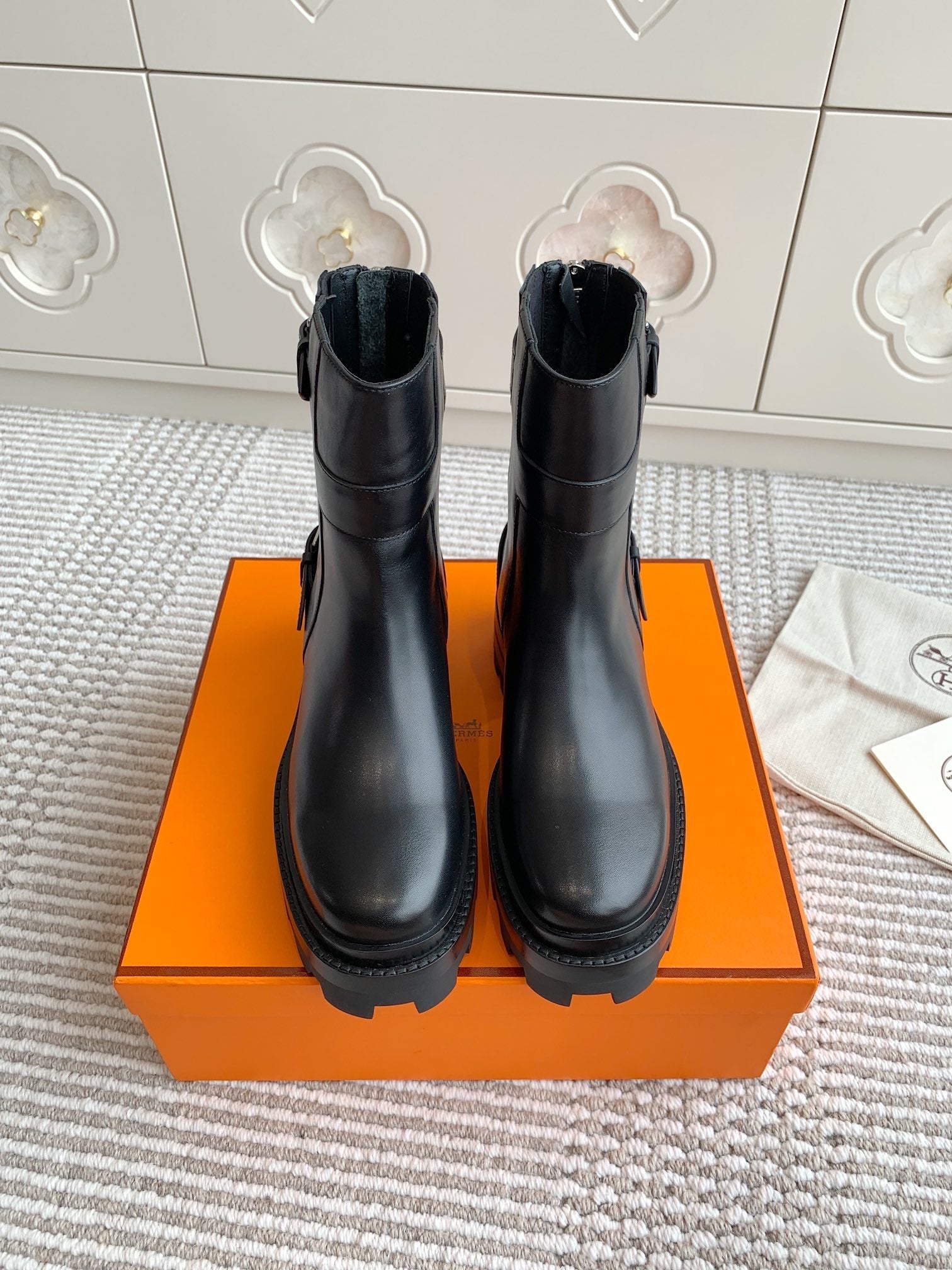 HERMES JAIME ANKLE BOOT IN BLACK CALFSKIN