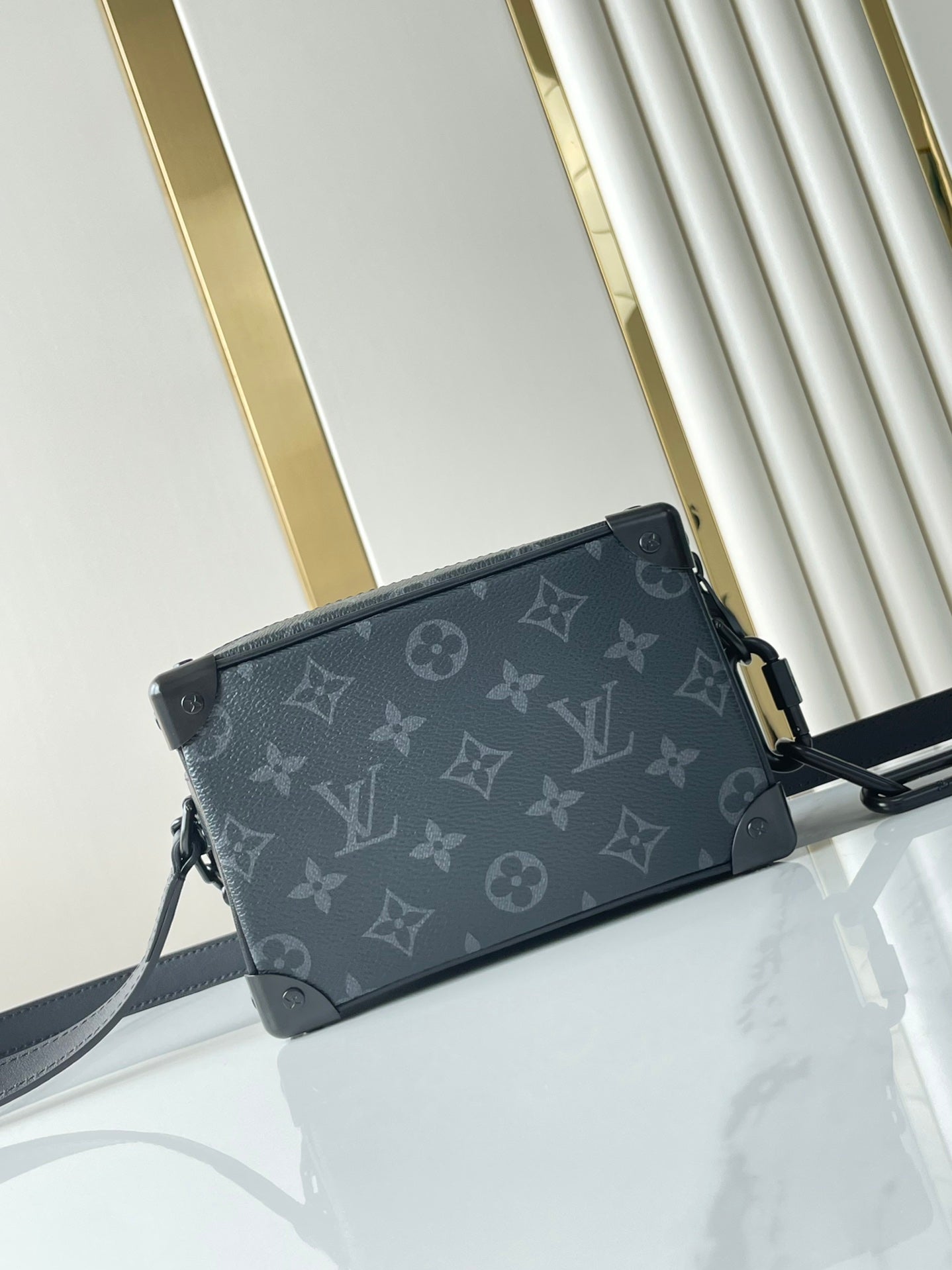 LOUIS VUITTON MINI SOFT TRUNK 18 IN GUN METAL MONOGRAM ECLIPSE CANVAS