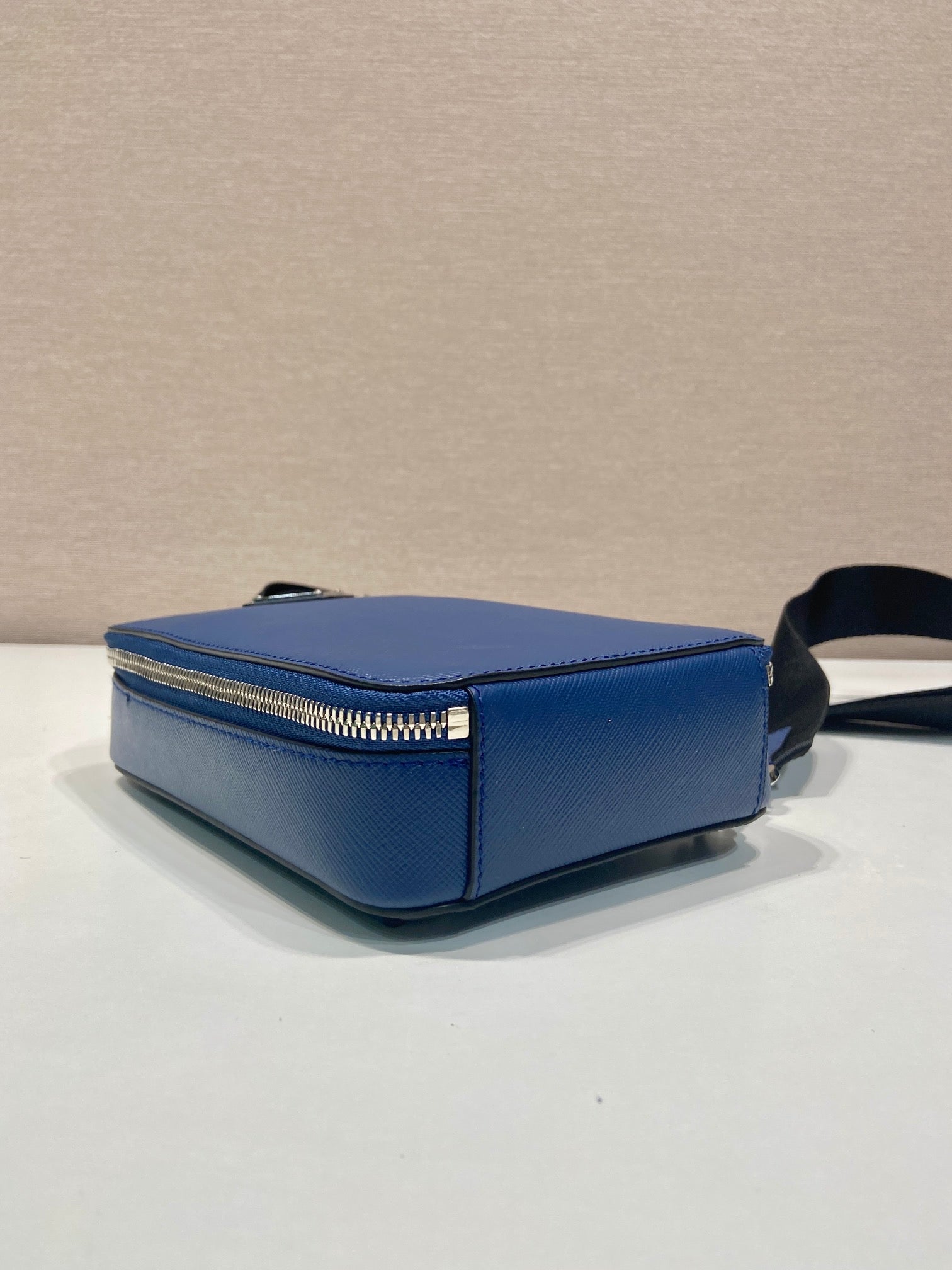 PRADA CHEST BAG 20 IN CLASSIC BLUE SAFFIANO LEATHER