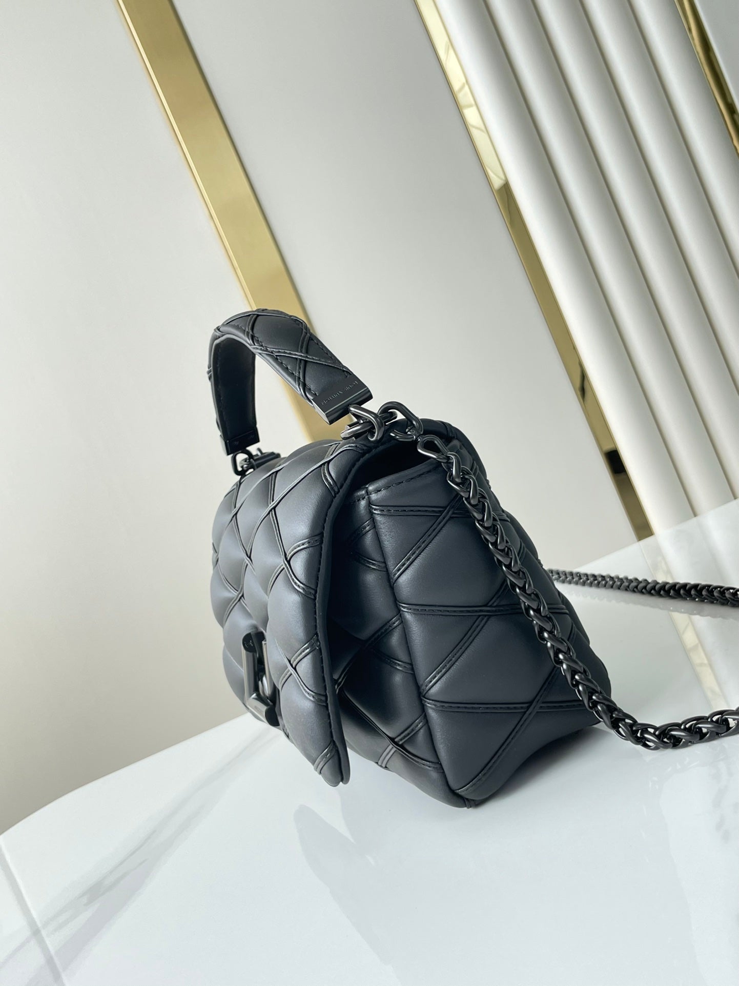 LOUIS VUITTON GO-14 MM 23 IN BLACK QUILTED LAMBSKIN BLACK HARDWARE
