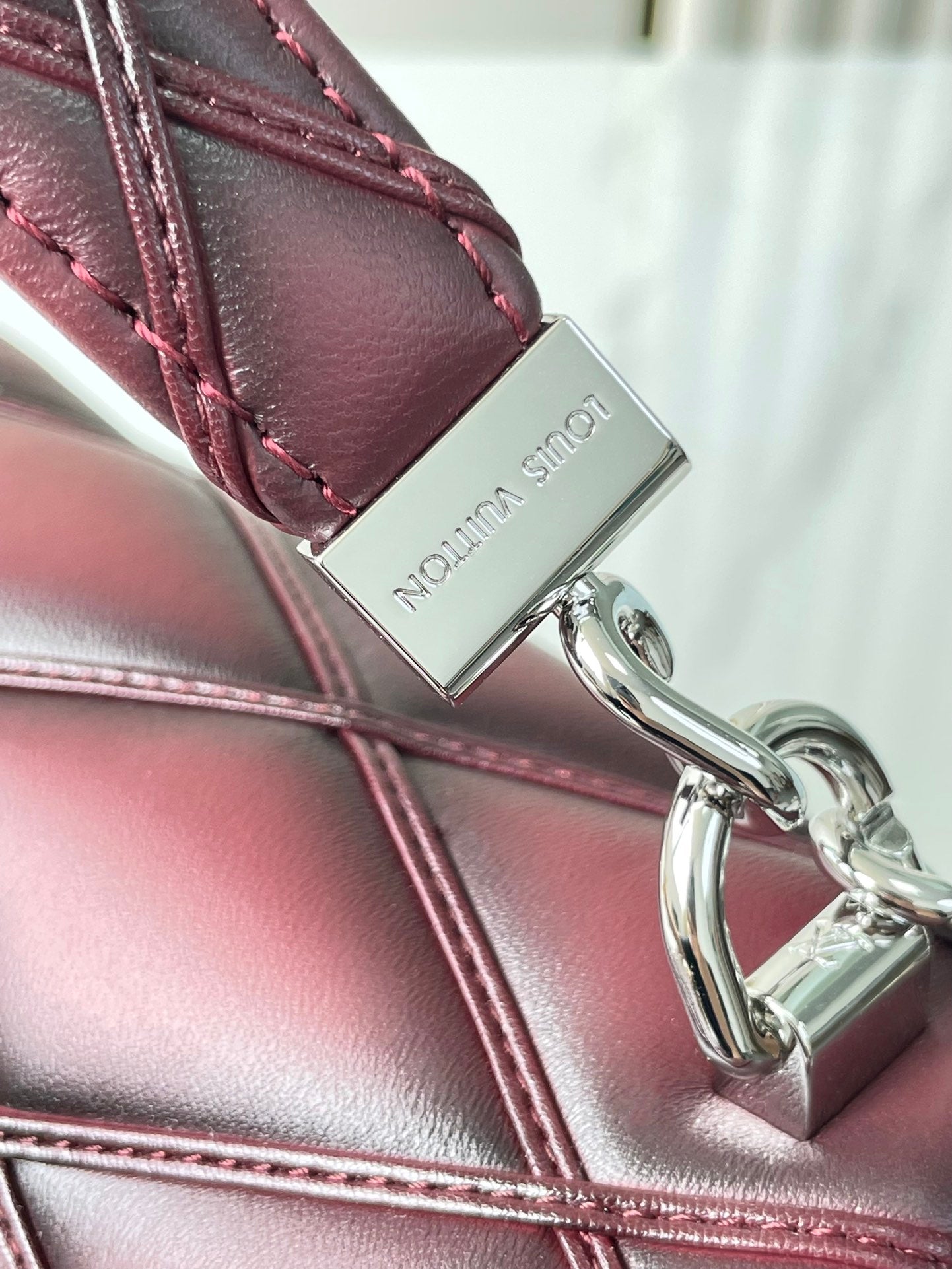 LOUIS VUITTON GO-14 PM 20 IN BORDEAUX RED QUILTED LAMBSKIN GOLD HARDWARE