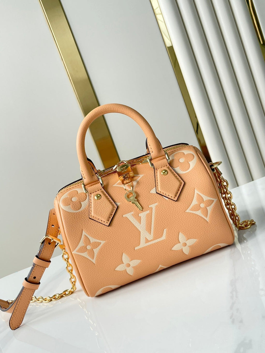 LOUIS VUITTON SPEEDY BANDOULIÈRE 20 IN ARIZONA CREAM MONOGRAM EMPREINTE LEATHER