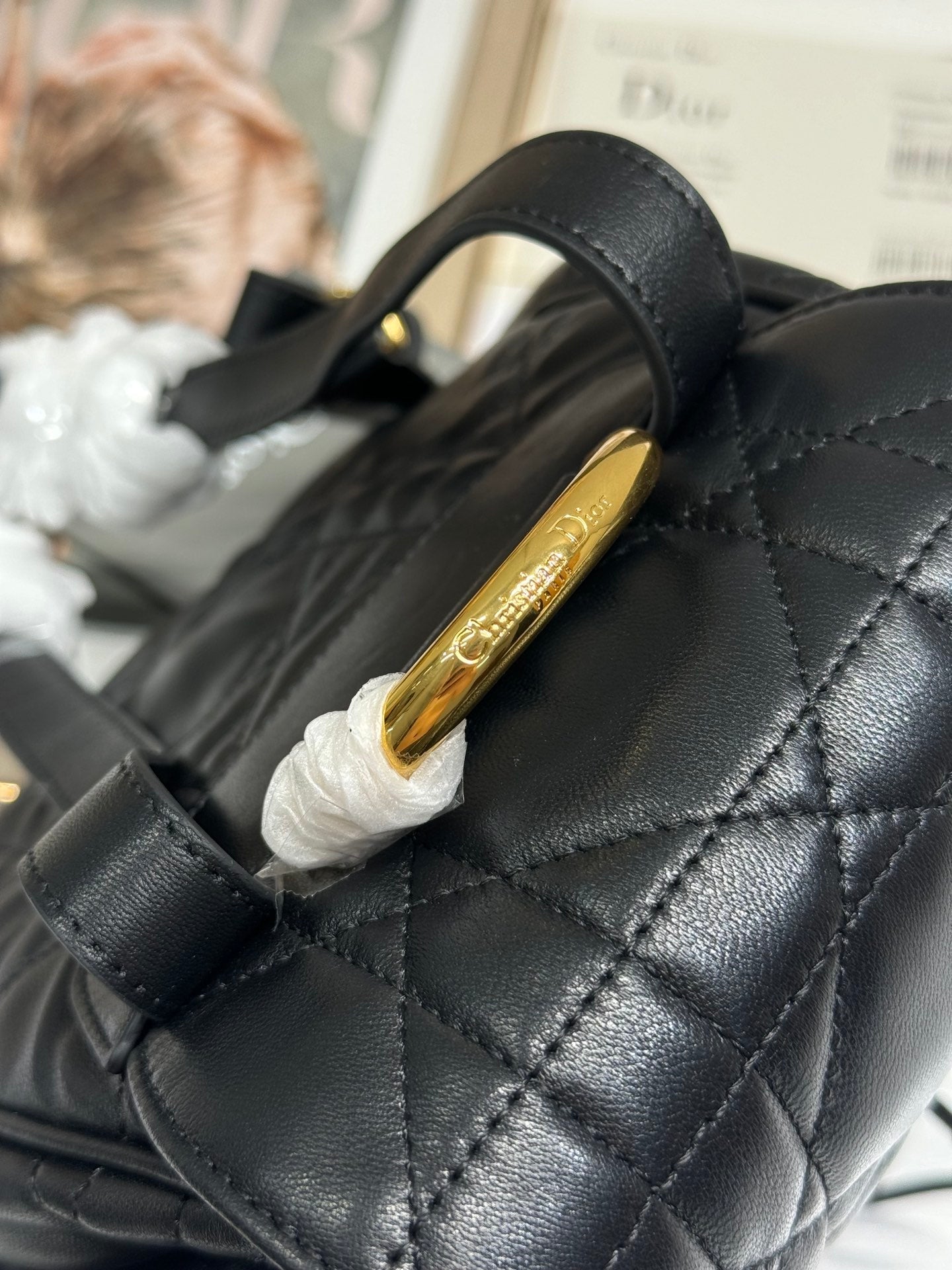 DIOR MEDIUM CARO BACKPACK 27 IN BLACK MACROCANNAGE LAMBSKIN